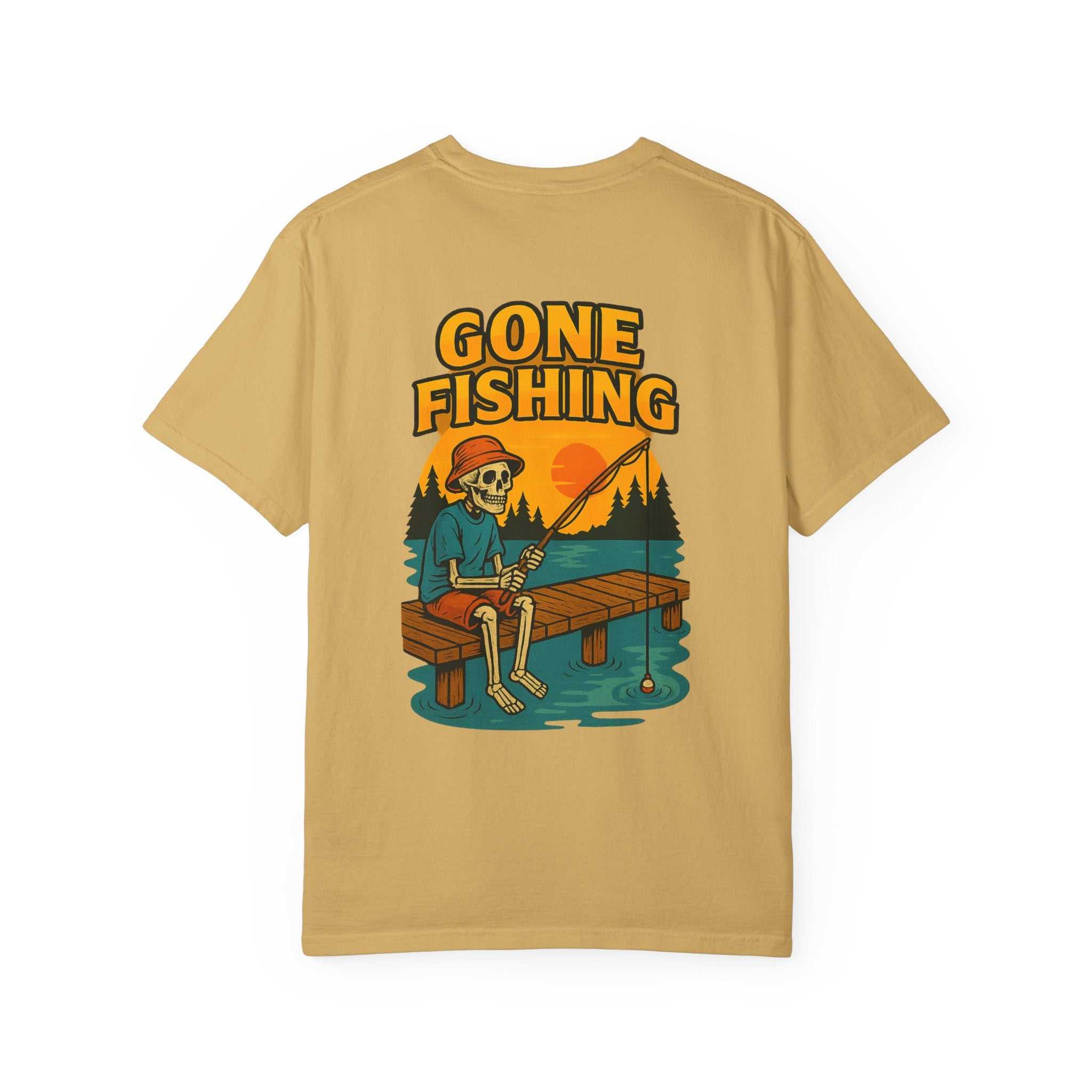 T-Shirt — "Gone Fishing" Retro Skeleton Fishing Graphic Tee