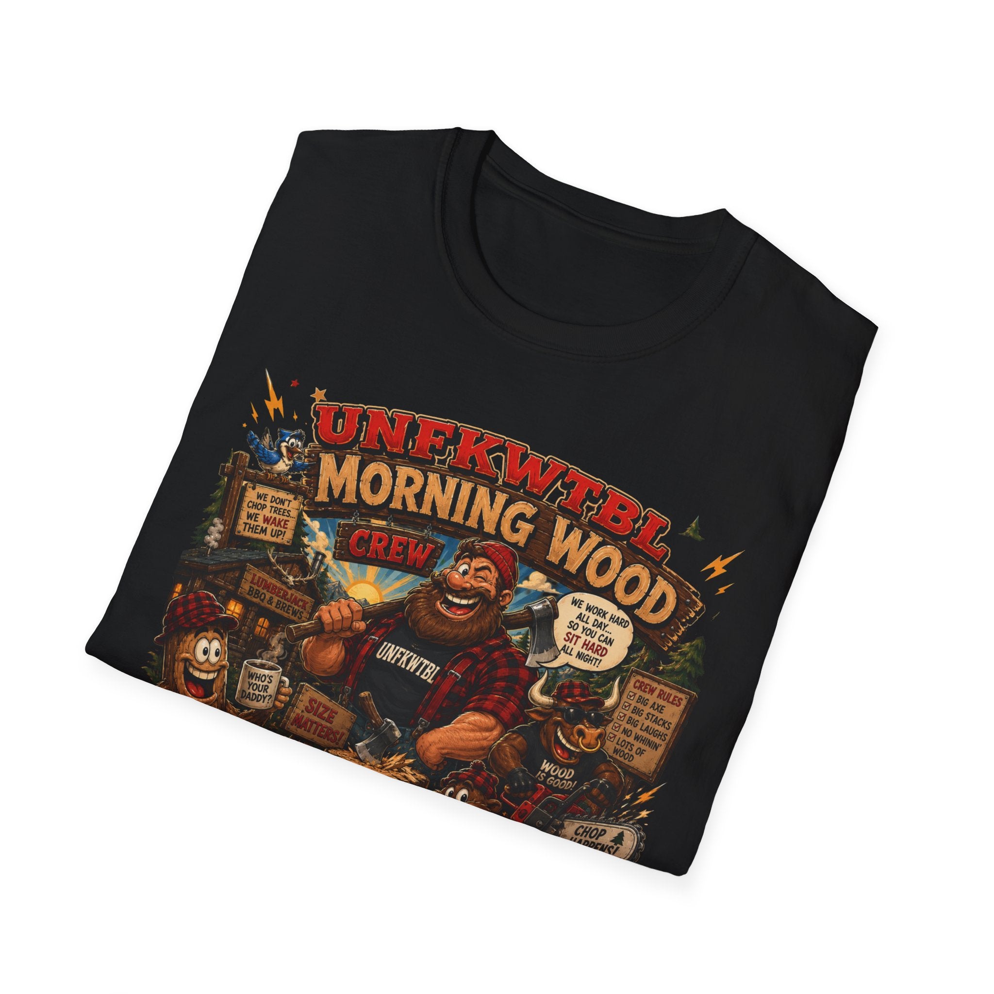 Morning Wood Crew T-Shirt — Funny Lumberjack Graphic Tee
