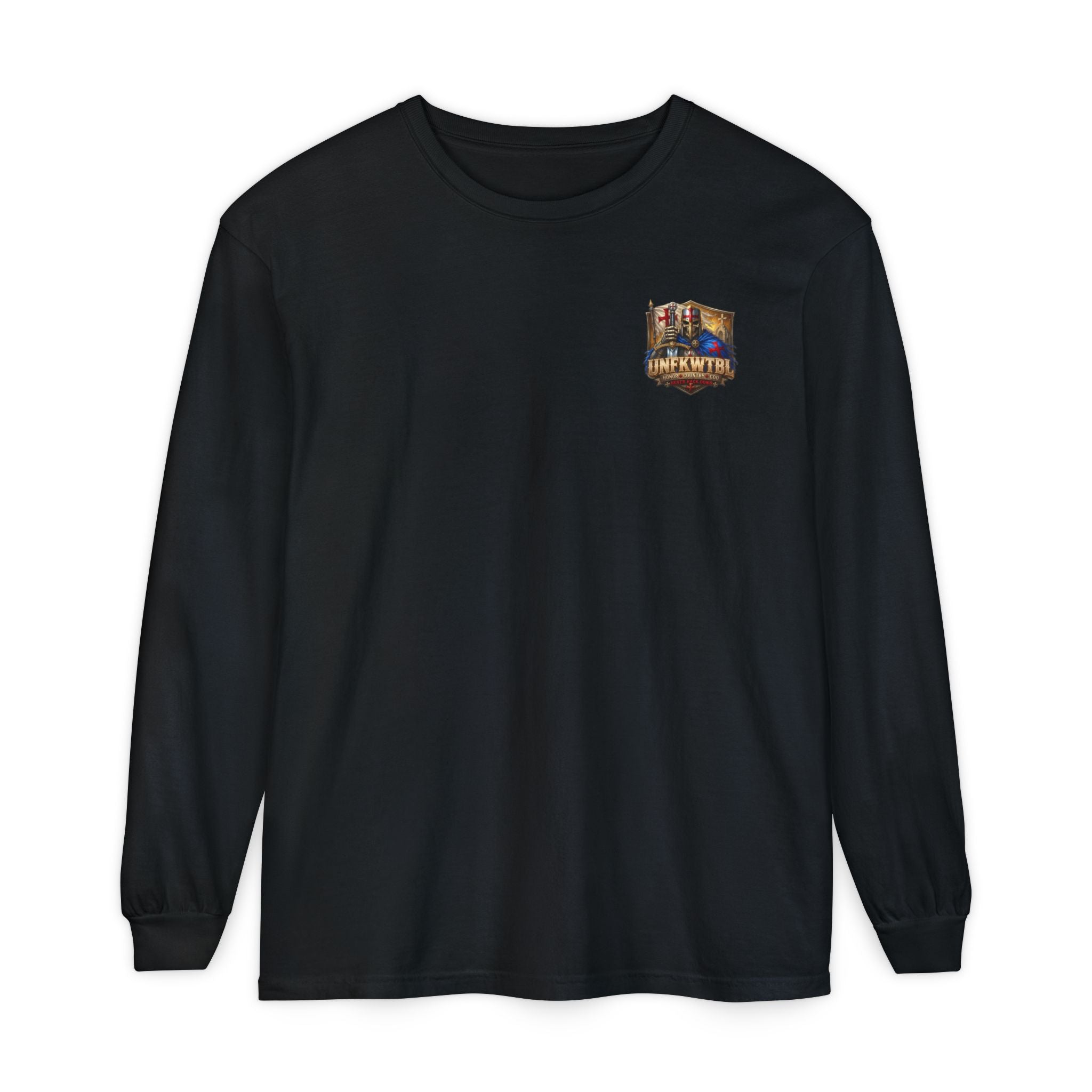 Crusader Knight Long Sleeve T-Shirt — 'UNFKWTBL' Vintage Medieval Graphic