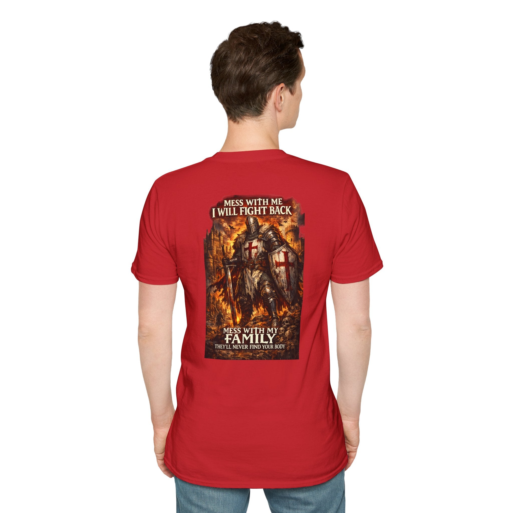 Medieval Knight Crest T‑Shirt — 'UNFKWTBL' Vintage Crusader Emblem