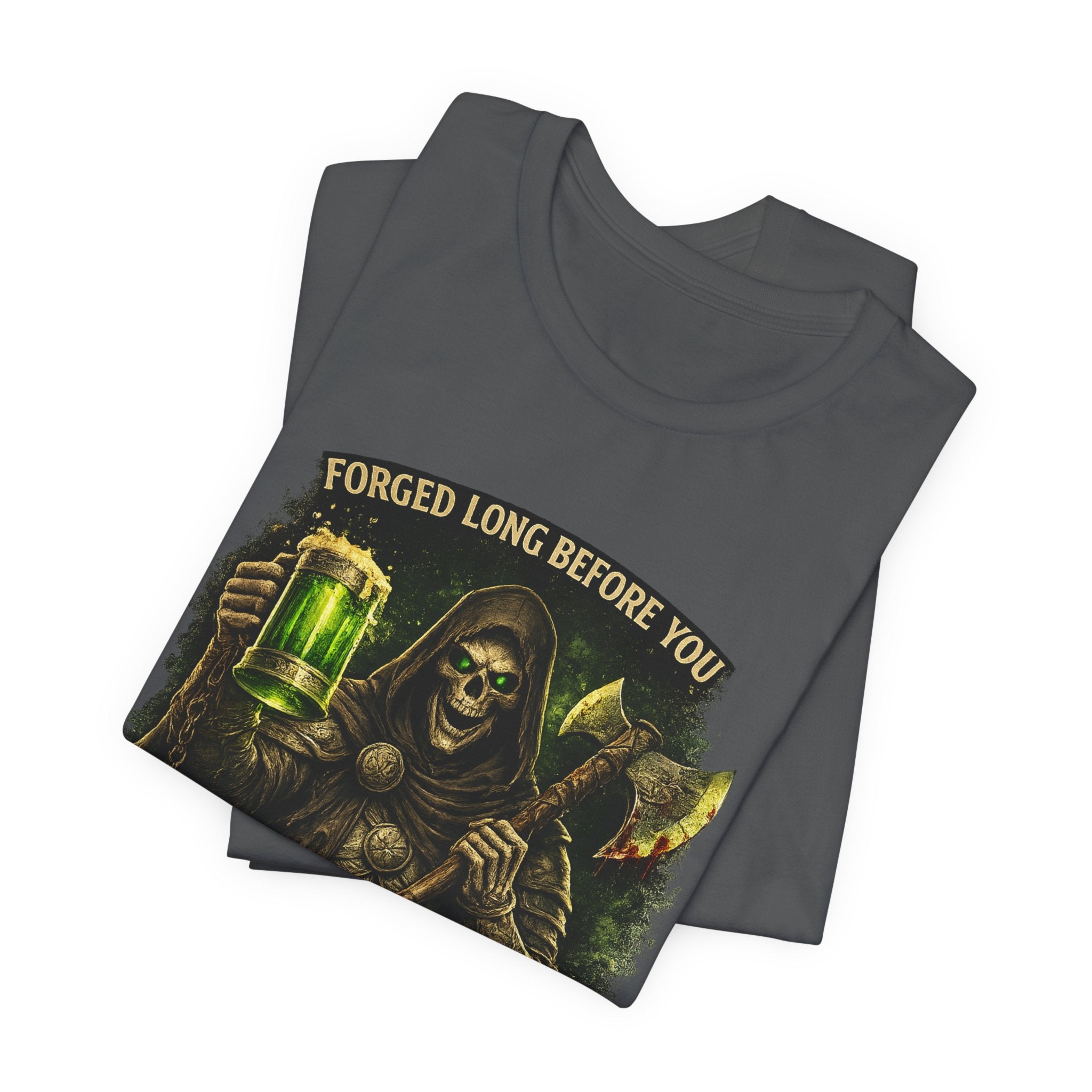 Grim Reaper Beer T-Shirt — "Forged Long Before You / Blood Remembers. Drink With The Living." Graphic Tee