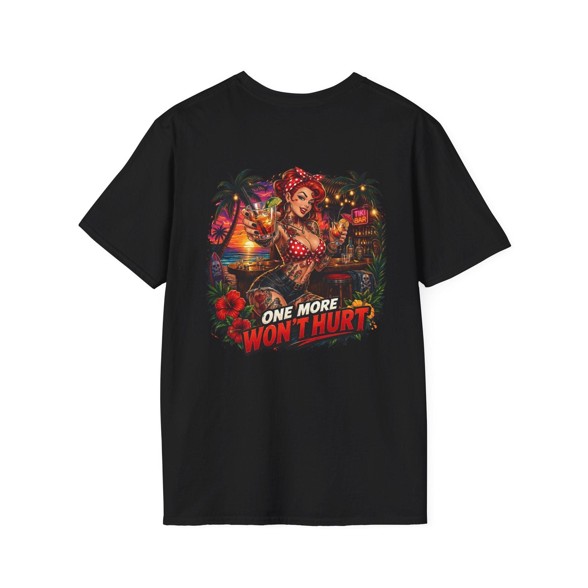 T-Shirt — Retro Pinup Beach Graphic “One More Won’t Hurt”