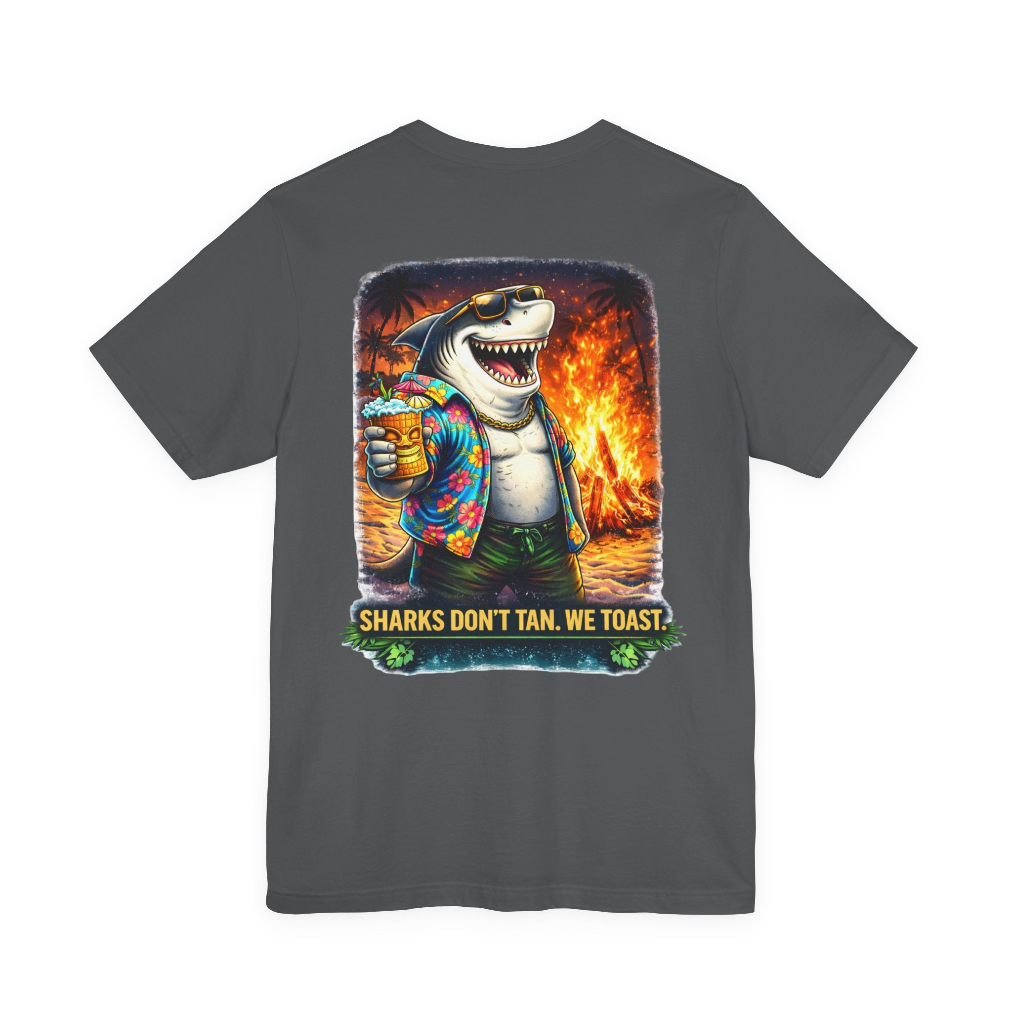 Shark Bonfire Tee — "Sharks Don’t Tan, We Toast" Graphic T-Shirt