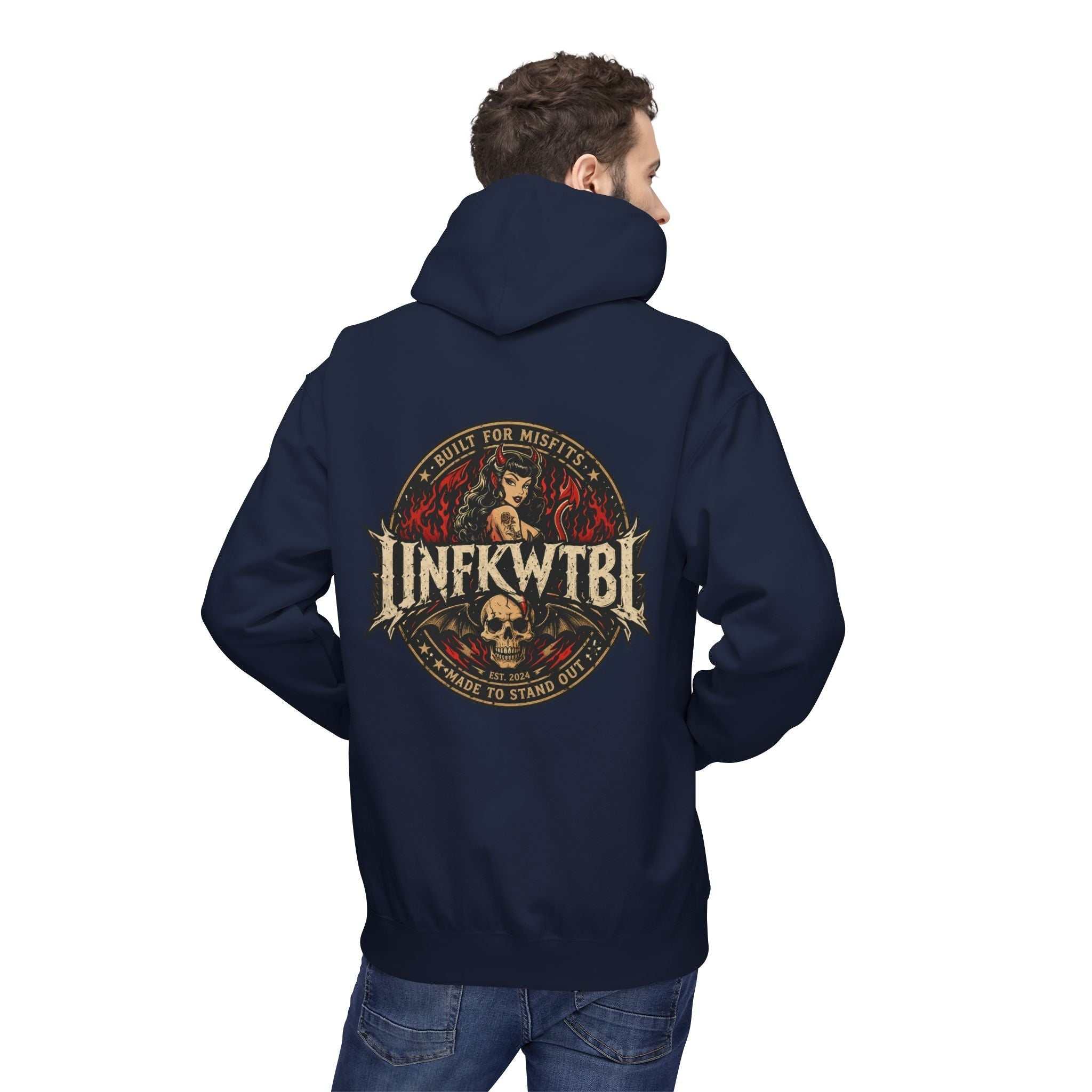 Vintage skull band emblem biker aesthetics hoodie with gothic style and relaxed fit