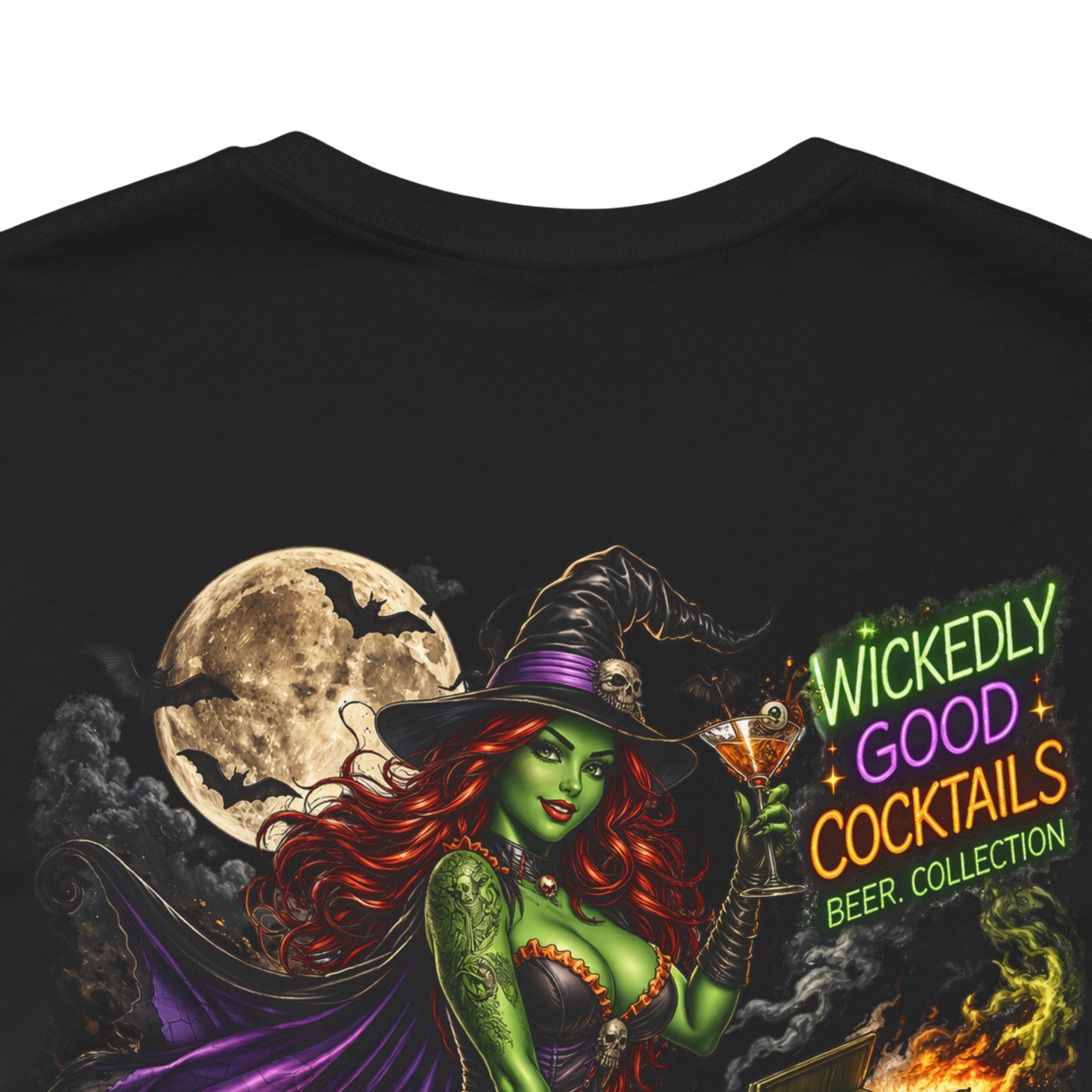 Wickedly Good Cocktails Witch T‑Shirt — Halloween Pinup Witch Tee