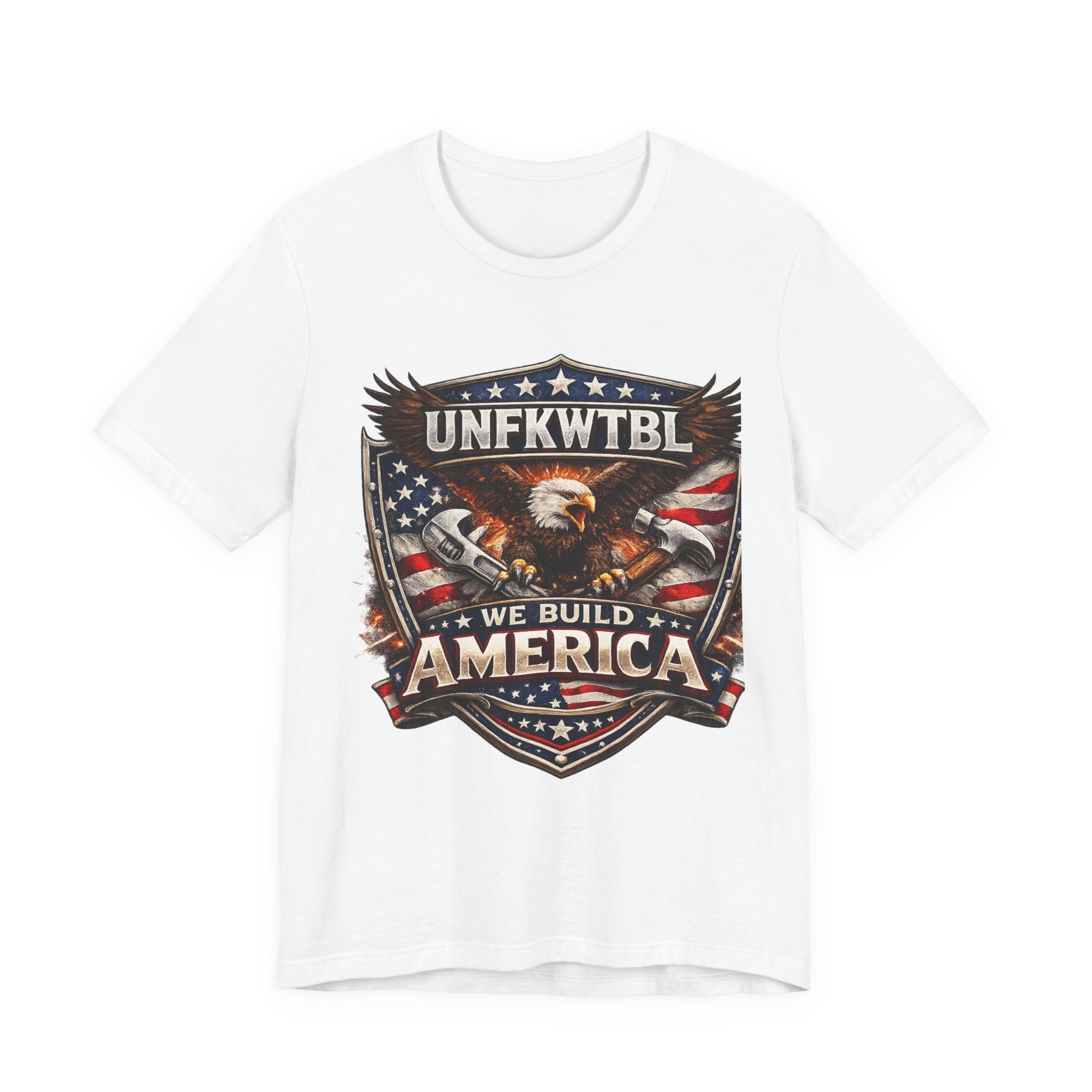 We Build America T-Shirt — Patriotic Eagle Flag Graphic Tee (UNFKWTBL)