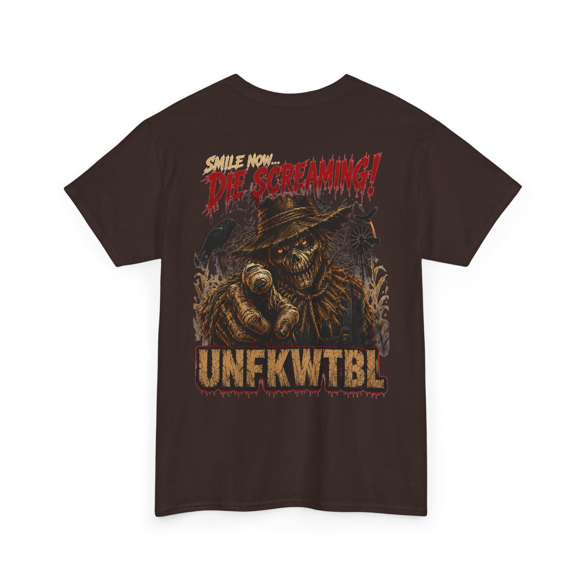 Horror Graphic Tee — "They’re Screaming" Scarecrow Design (UNFKWTBL)