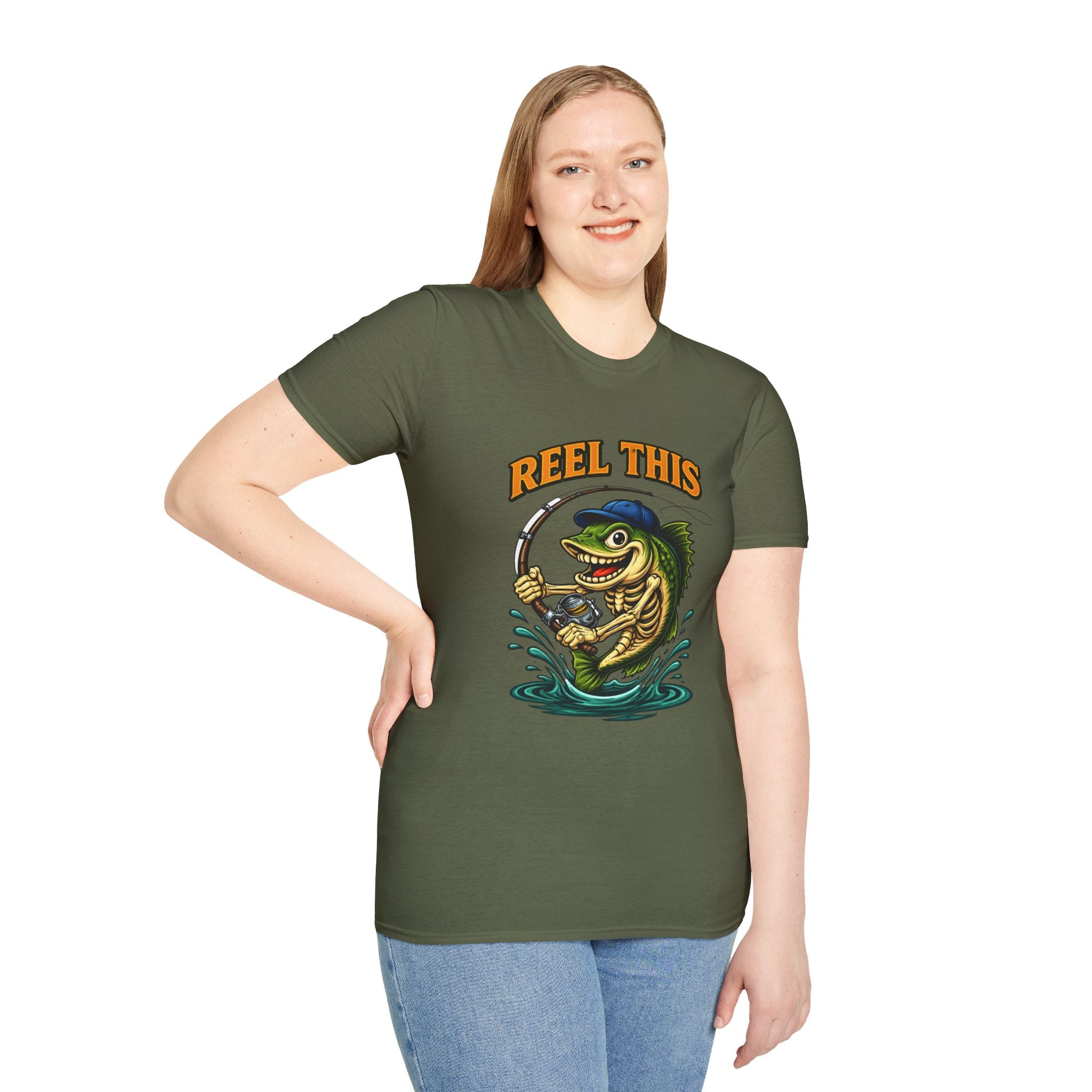 Fishing T-Shirt — "Reel This" Funny Bass Graphic Tee for Anglers
