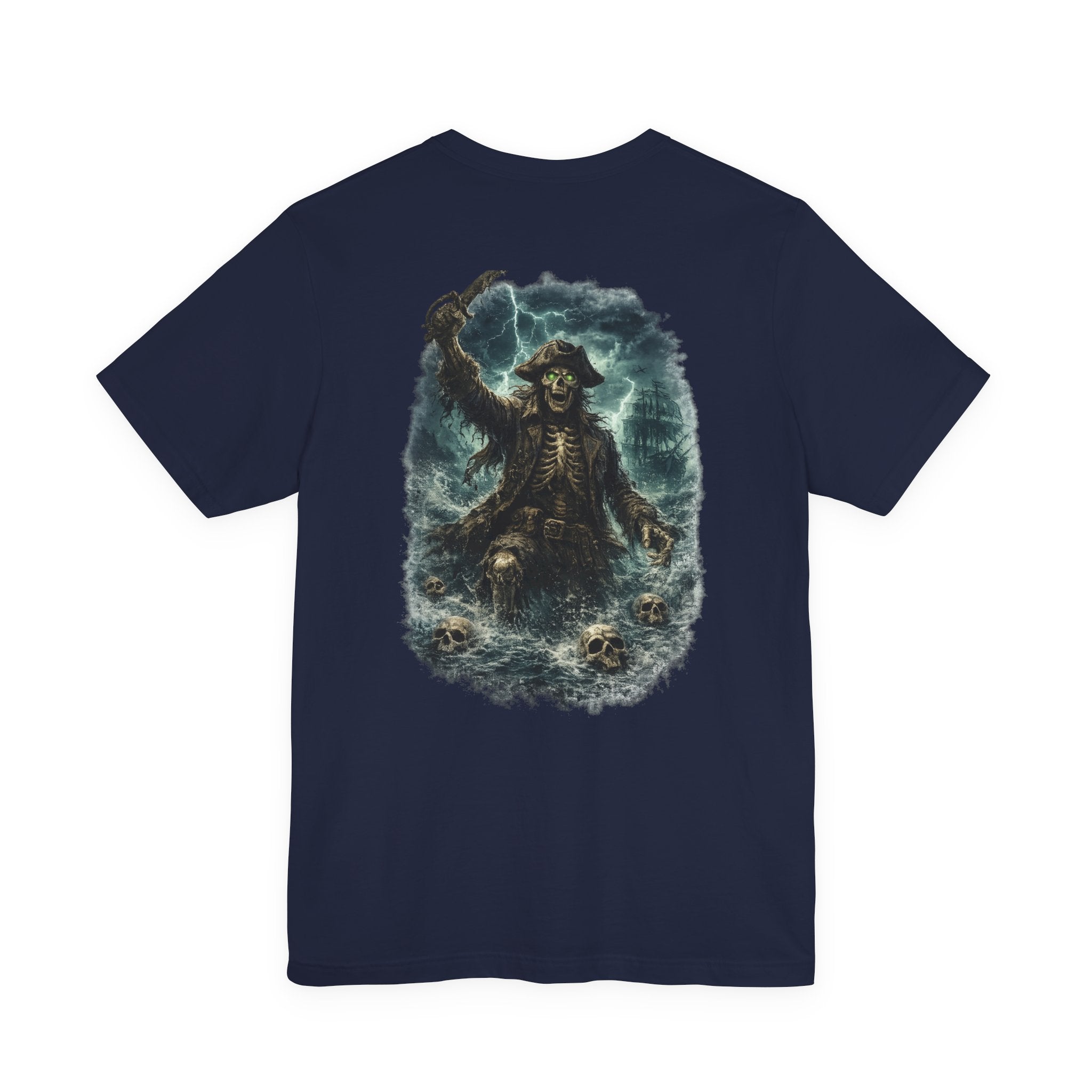 Pirate Skeleton Storm Tee — Nautical Skull Captain Graphic T-Shirt