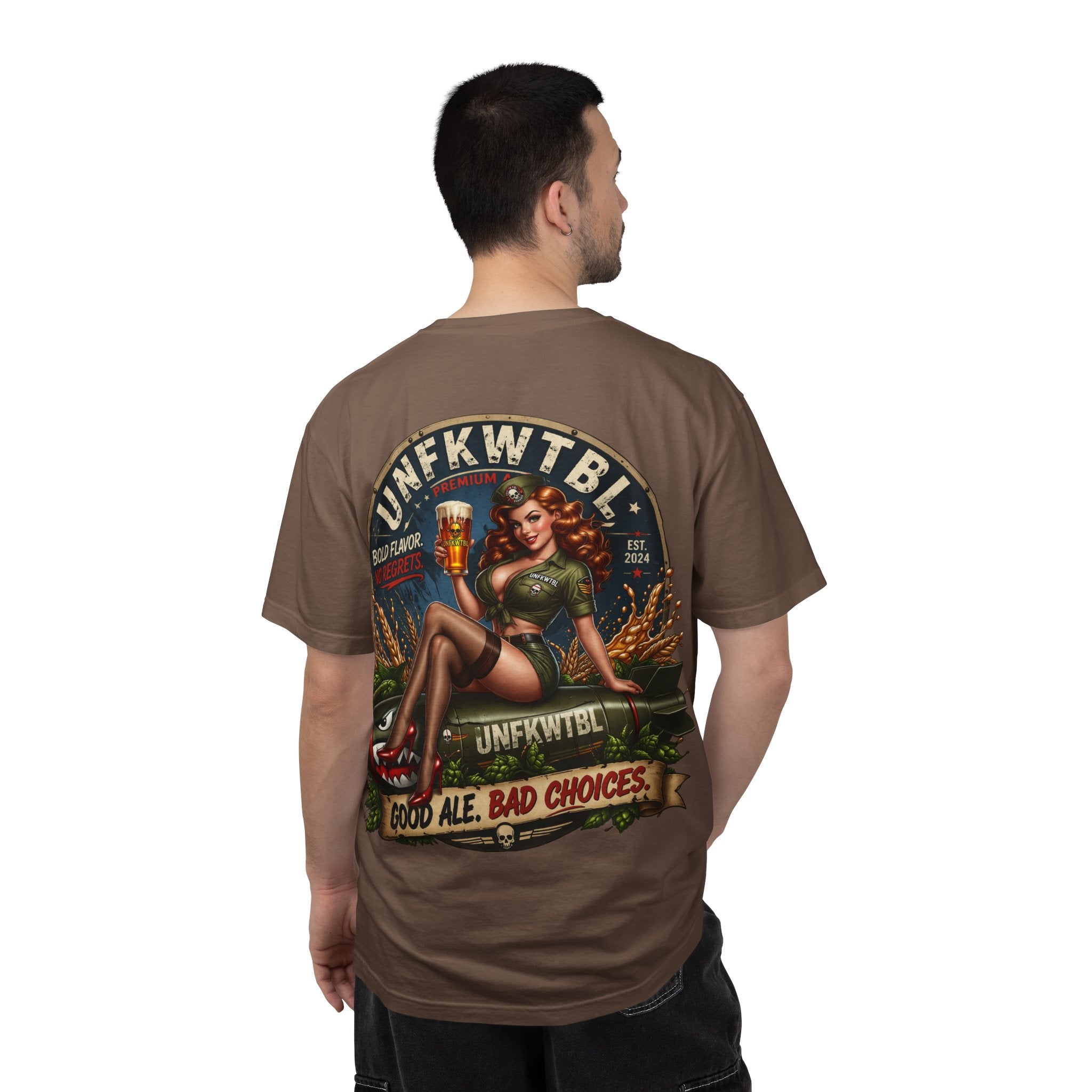 Beer Pinup T-Shirt – "Good Ale, Bad Choices" Retro Graphic Tee