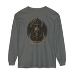 Grey long sleeve Guardian Skull Dragon Sword Tee with skull, dragon, and sword graphic and 