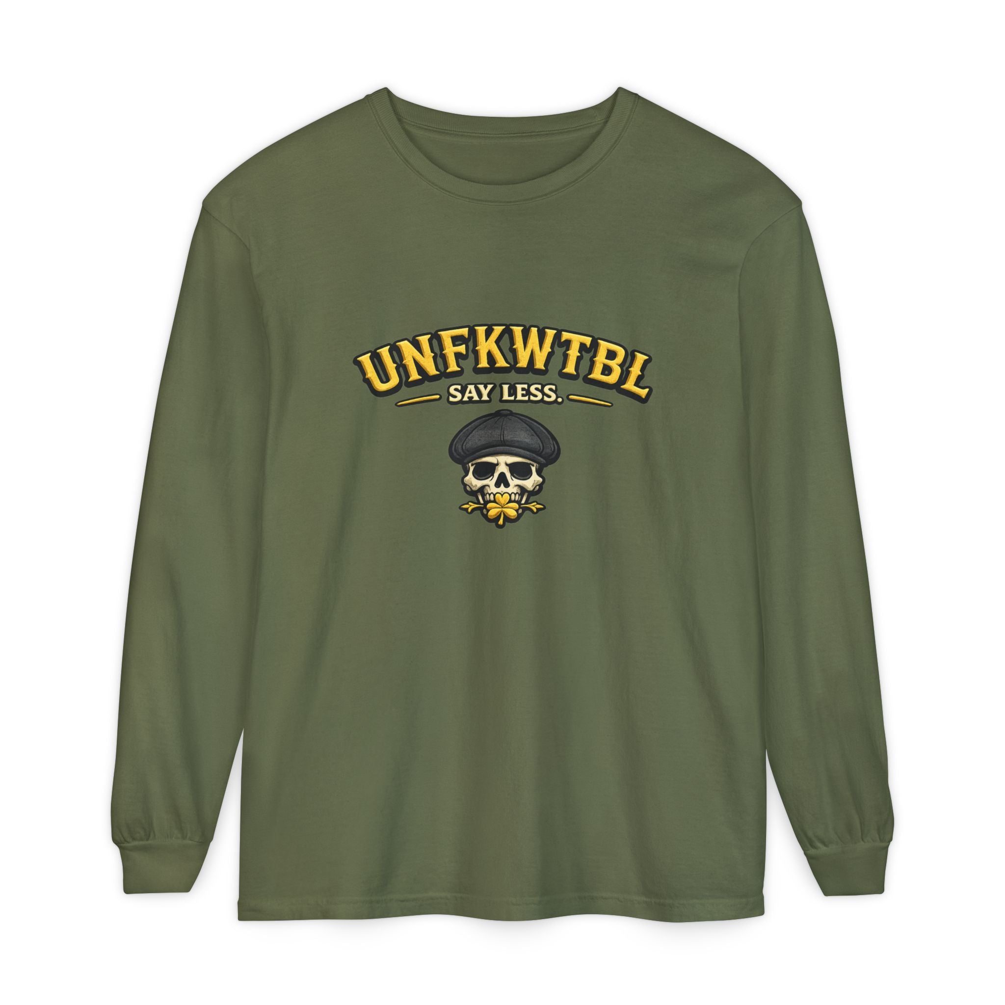 Unfkwtbl Skull Long Sleeve T‑Shirt — “Say Less” Graphic Tee