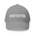 Embroidered 'UNFKWTBL' Closed-Back Structured Cap — Bold Distressed Logo Dad Hat
