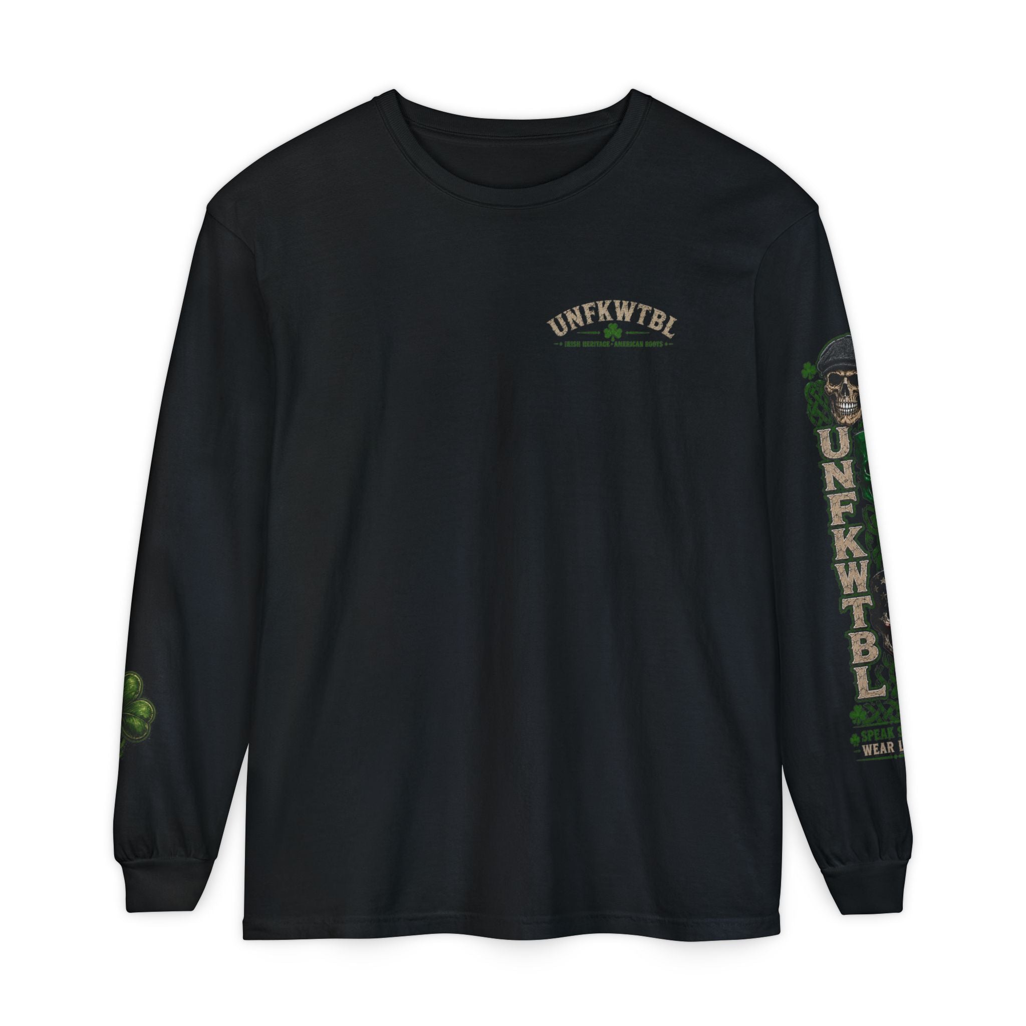 Skull & Flags Long Sleeve T-Shirt — Loyalty Honor Family Freedom