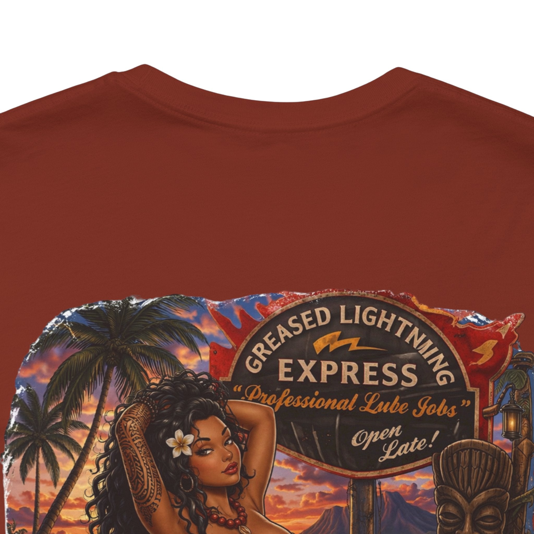 Motorcycle Pin-Up Tee — Sunset Riders Graphic T-Shirt
