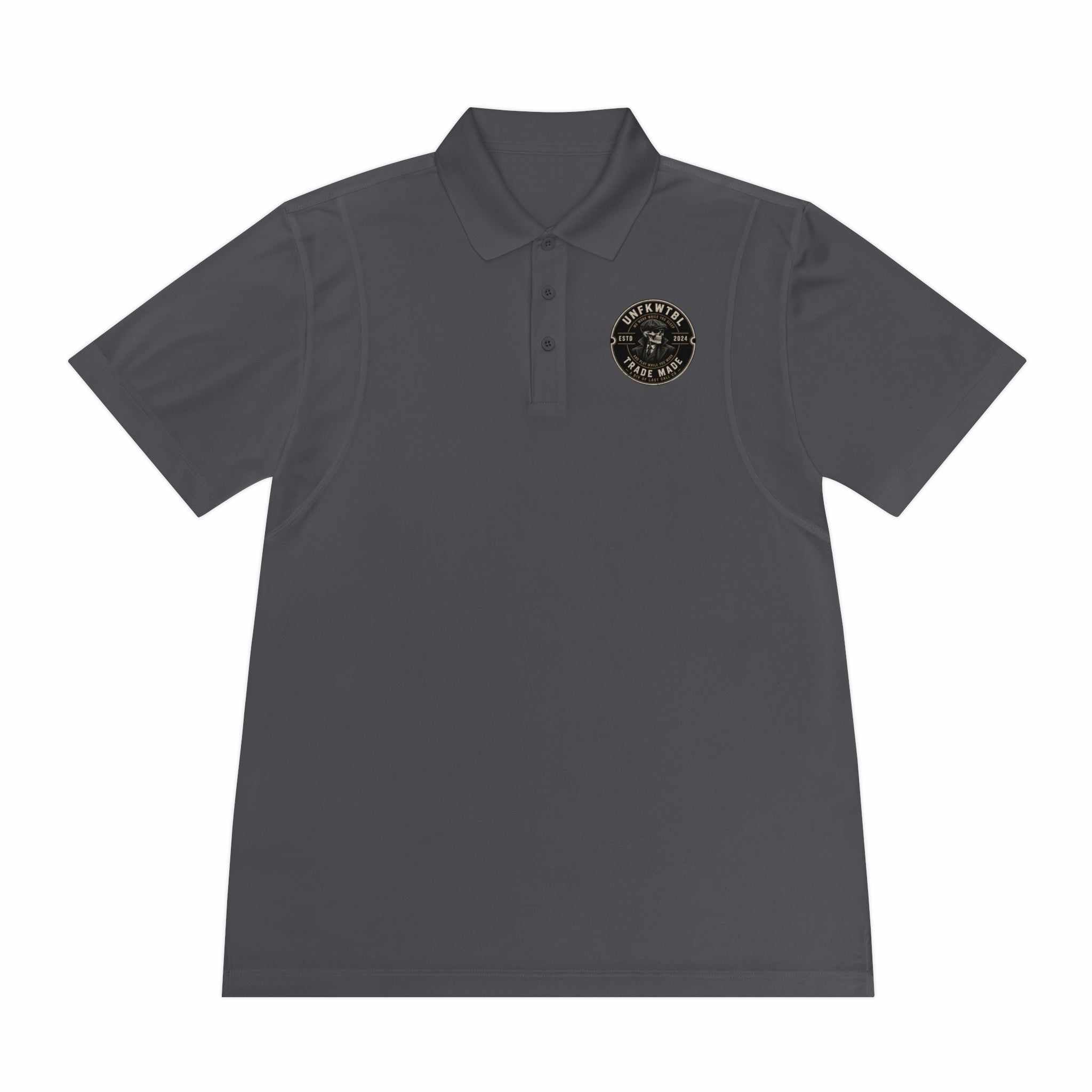 Men's Athletic Polo Shirt with Small 'Black Ops' Tactical Patch