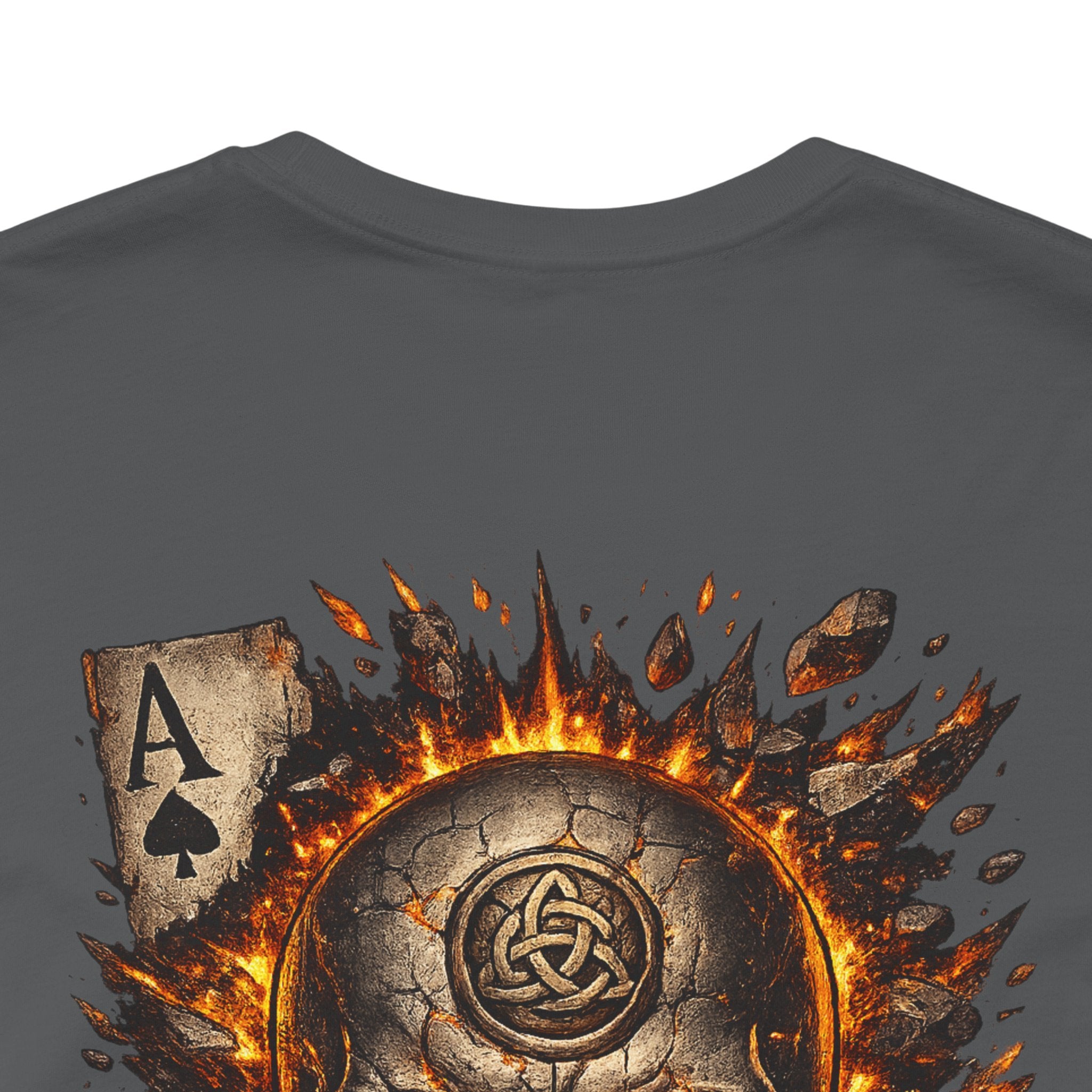 Skull & Flaming Cards Graphic Tee — Poker Skull Short Sleeve T-Shirt