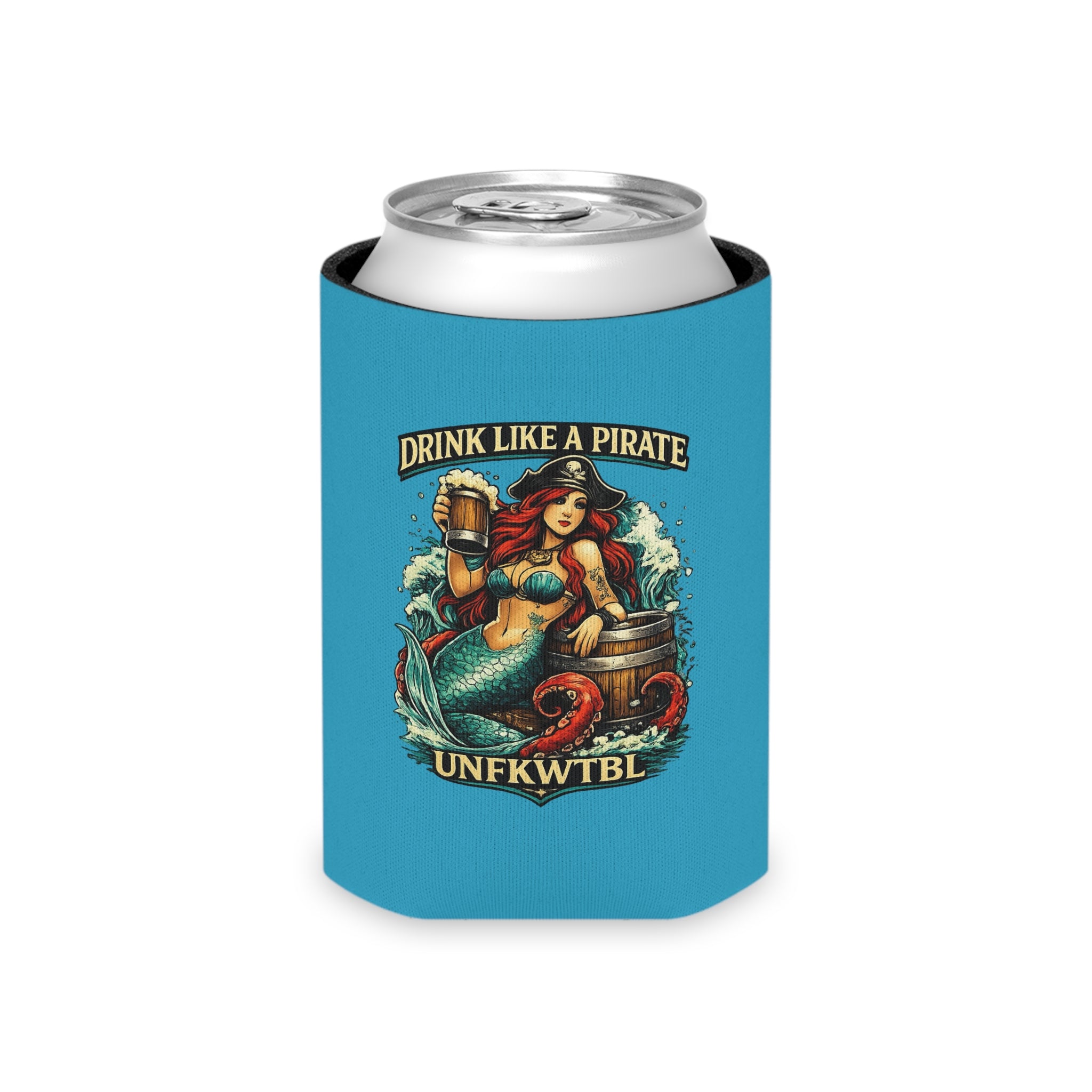 Can Cooler — "Drink Like a Pirate / Stay Cold" Mermaid & Skull Beer Koozie