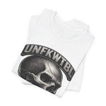 Skull Graphic Tee with 'UNFKWTBL' Banner — Gothic Skull T-Shirt