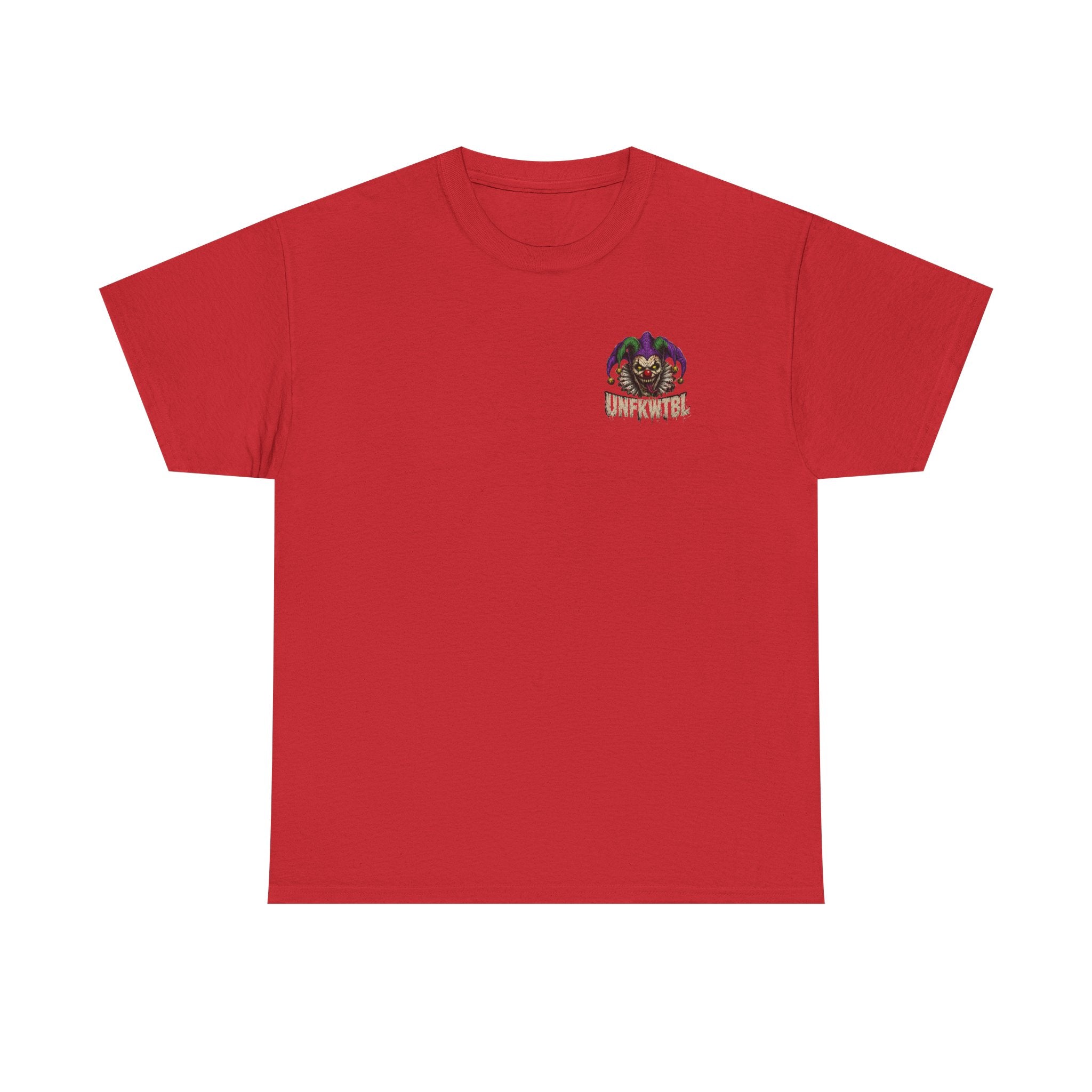Creepy Jester Tee — “Smile Now. Later.” Graphic Horror Shirt (UNFKWTBL)