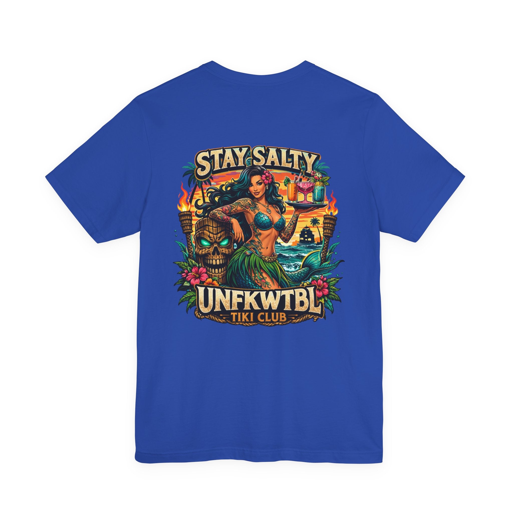 Stay Salty Tiki Club Tee — Vintage Hawaiian Pin-Up Surf Shirt
