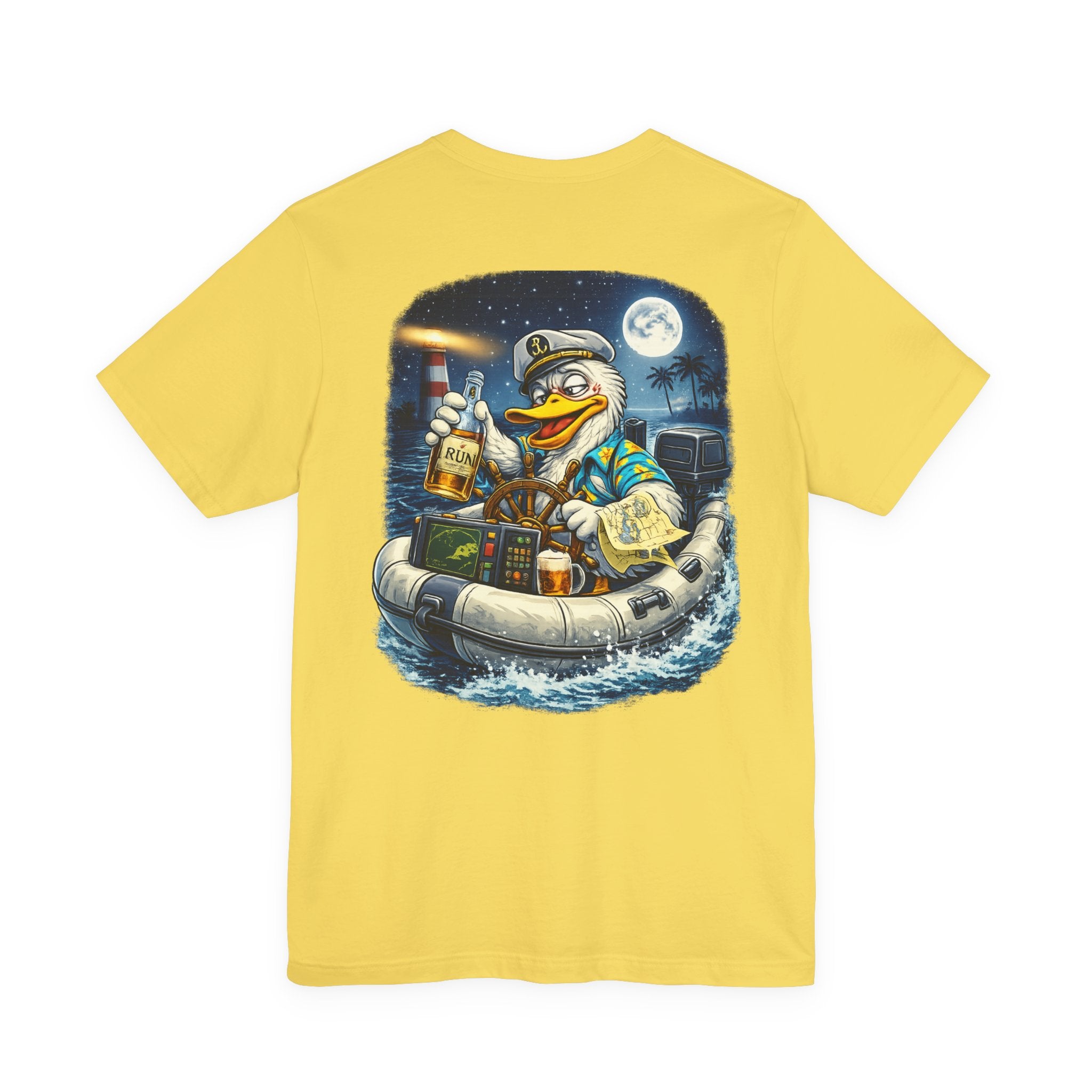 Duck Captain Graphic Tee — Sailor Duck Drinking Rum Retro Beach Shirt