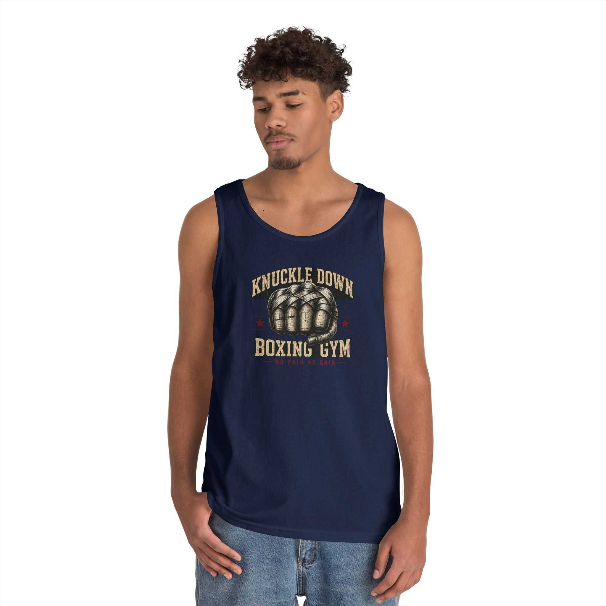 Knuckle Down Boxing Gym Tank Top — Vintage Fist Workout Tank