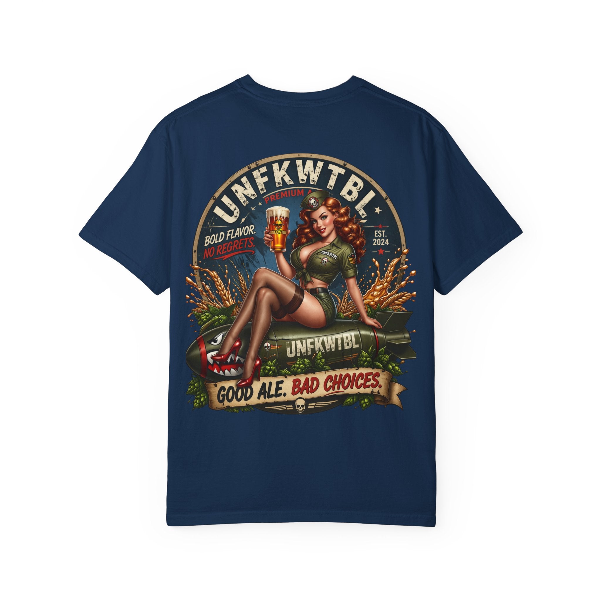 Beer Pinup T-Shirt – "Good Ale, Bad Choices" Retro Graphic Tee