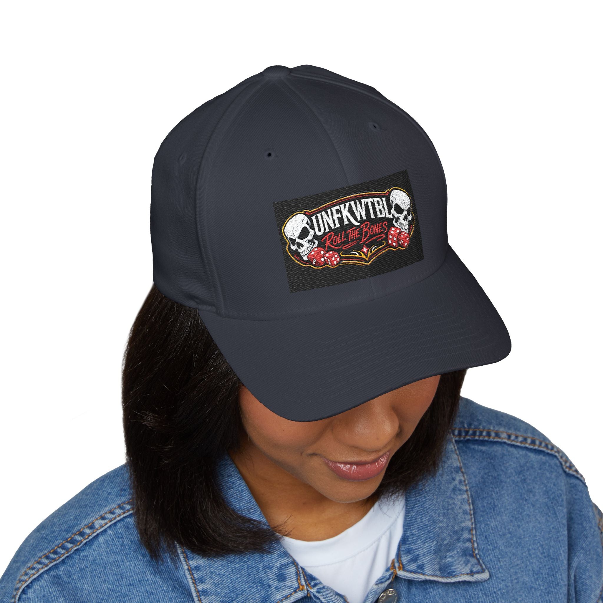 Punk Vibes Embroidered Cap — Skull & Dice Rocker Hat
