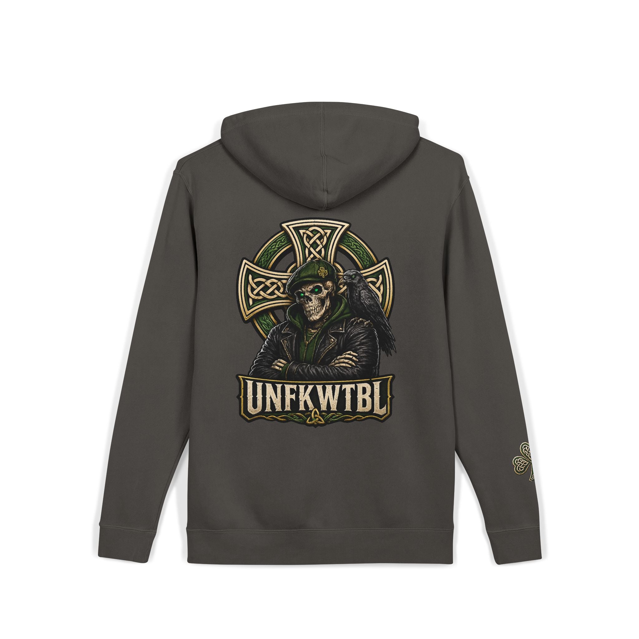 Grim Reaper Celtic Cross Hoodie — UNFKWTBL Pigment-Dyed Pullover