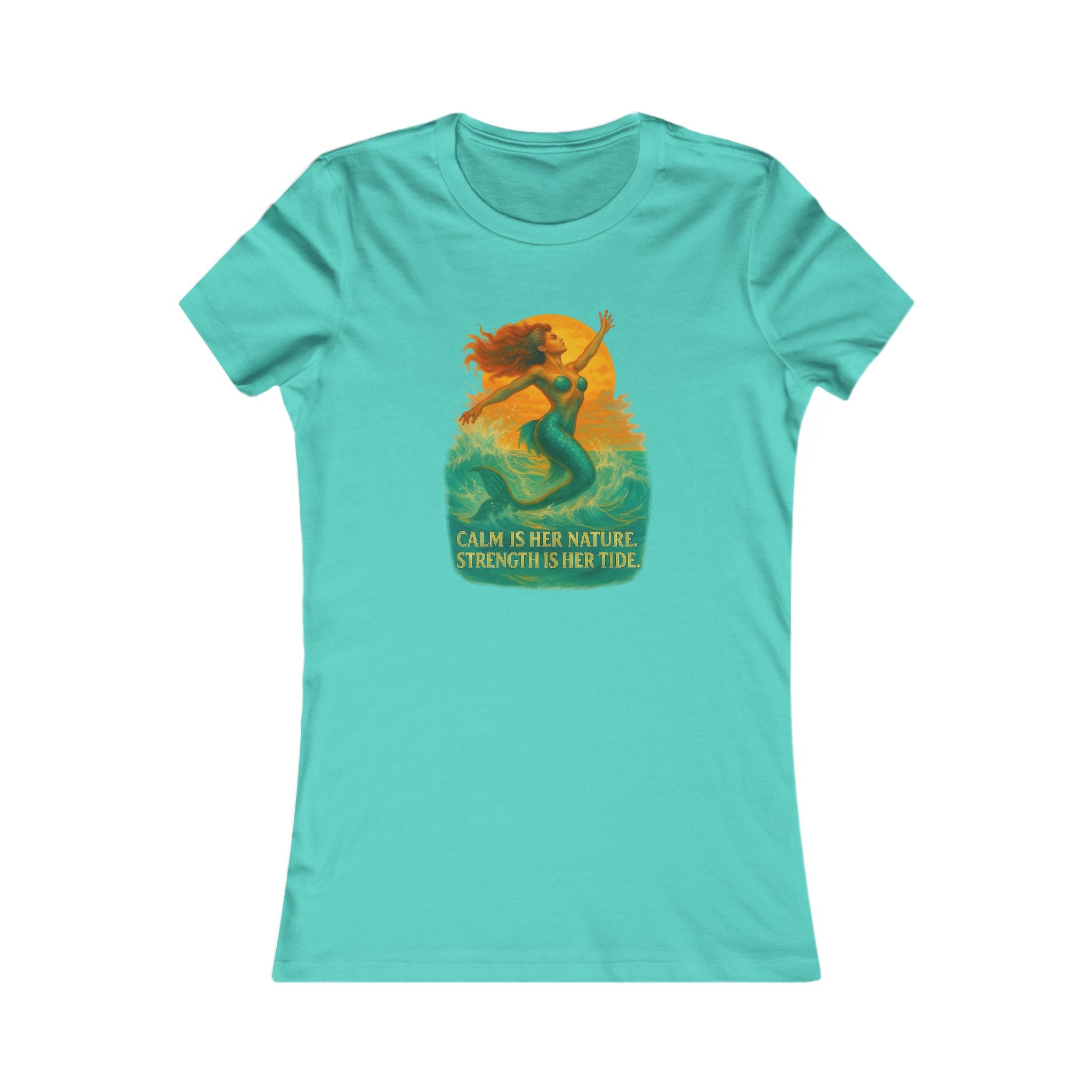 Women's Tee — 'Calm Is Her Nature, Strength Is Her Tide' Mermaid Graphic