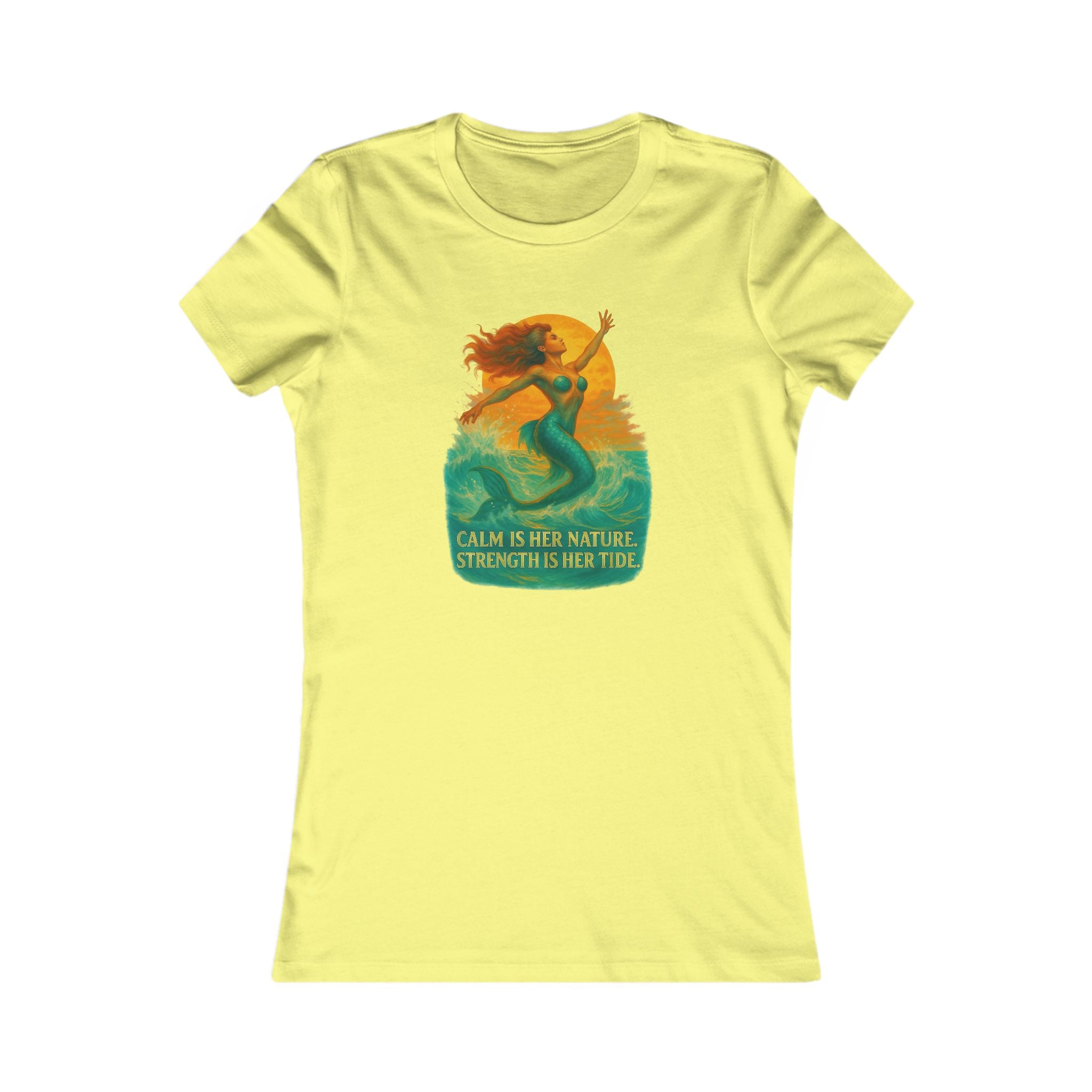 Women's Tee — 'Calm Is Her Nature, Strength Is Her Tide' Mermaid Graphic