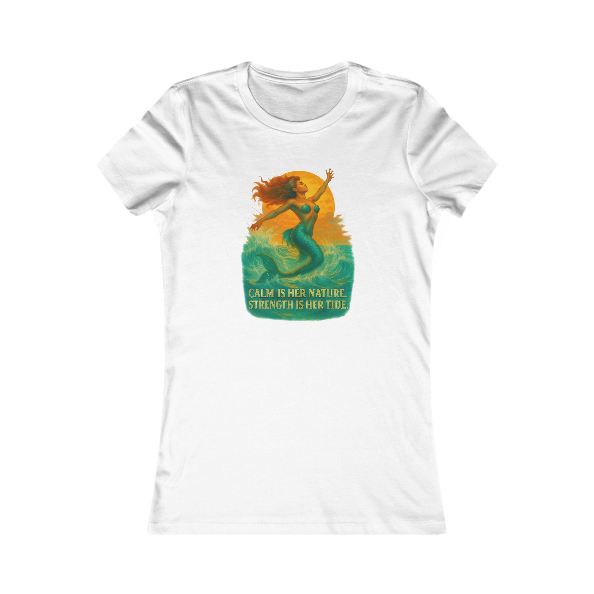 Women's Tee — 'Calm Is Her Nature, Strength Is Her Tide' Mermaid Graphic