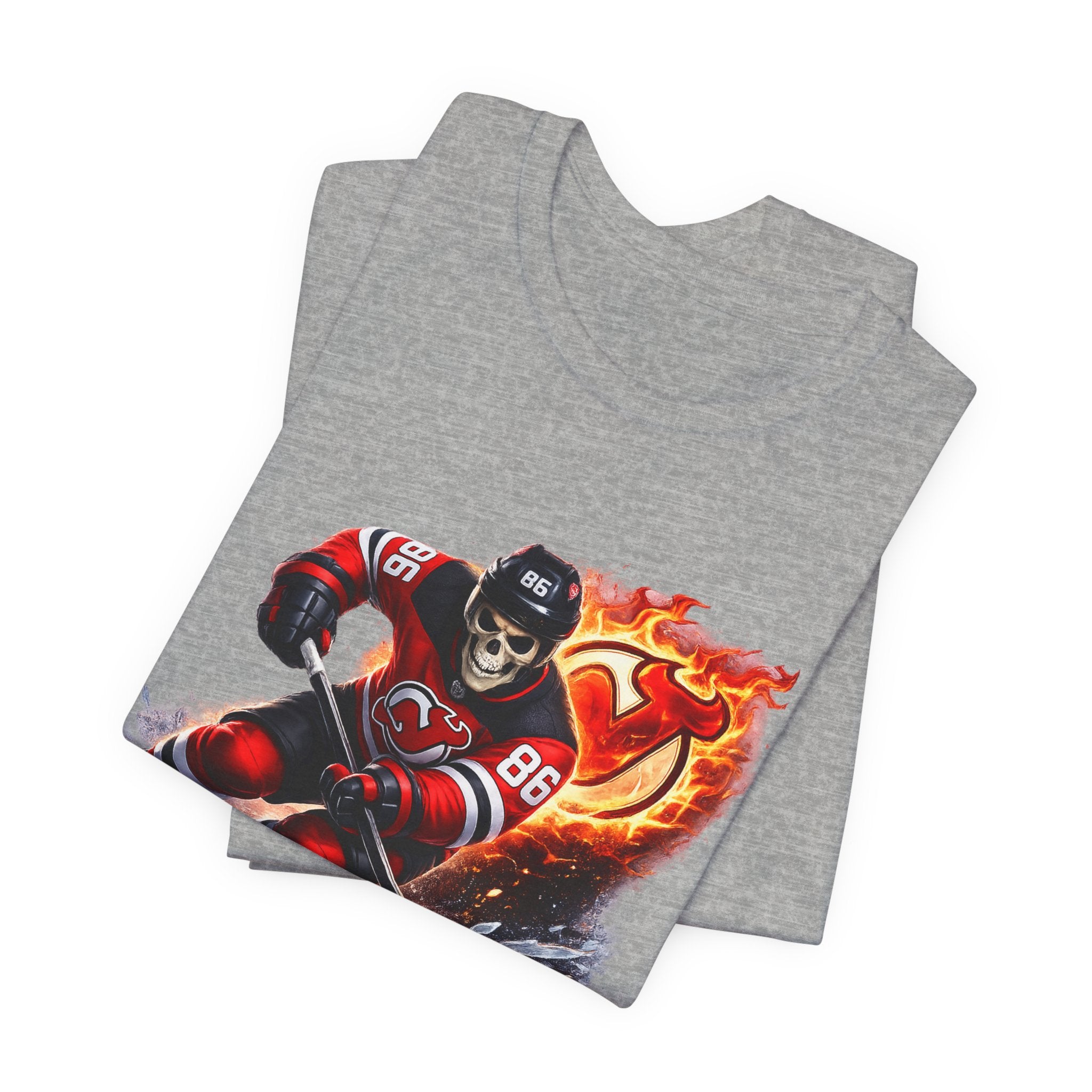 Flaming Hockey Player Graphic Tee
