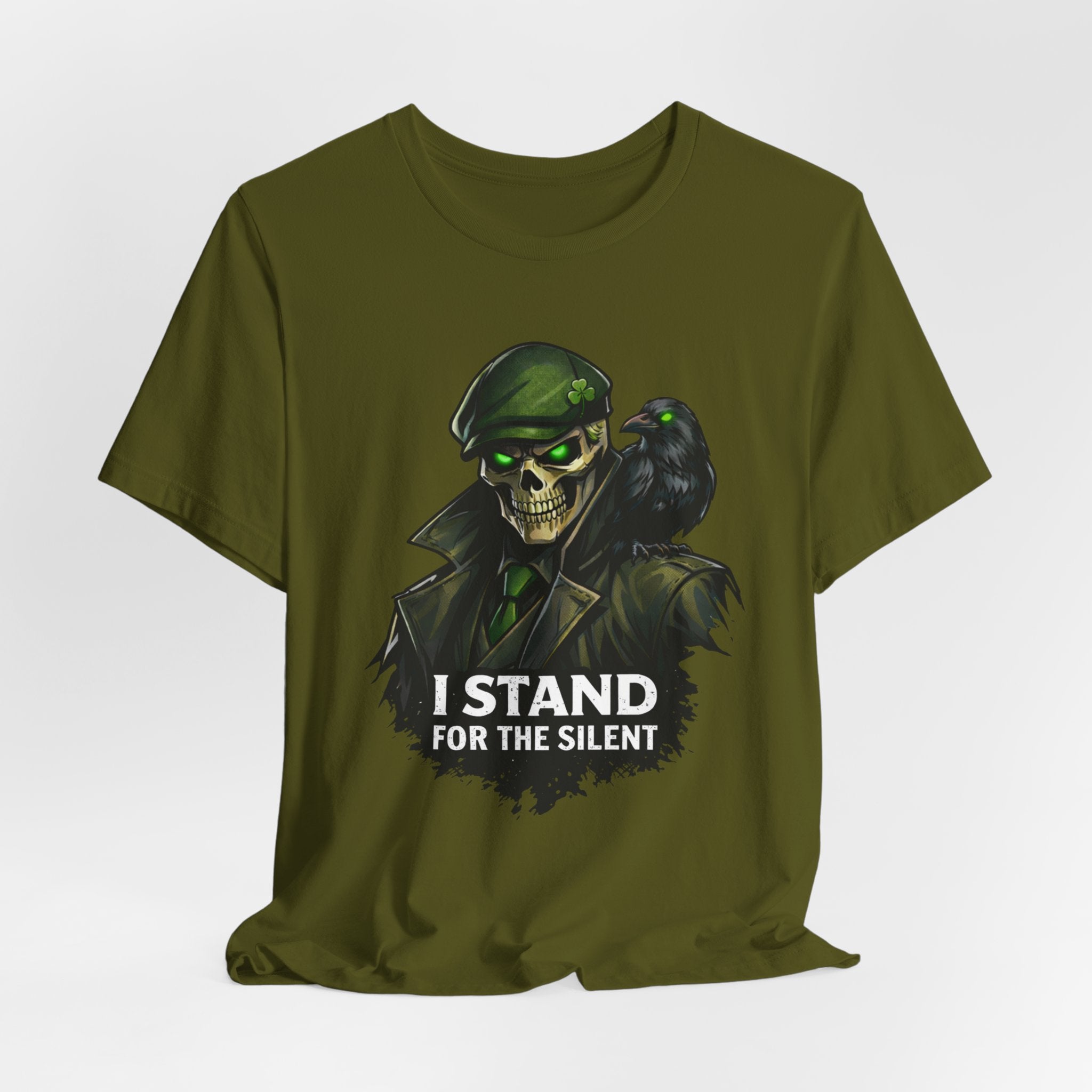 I Stand for the Silent Tee — Soldier Skull with Raven Graphic
