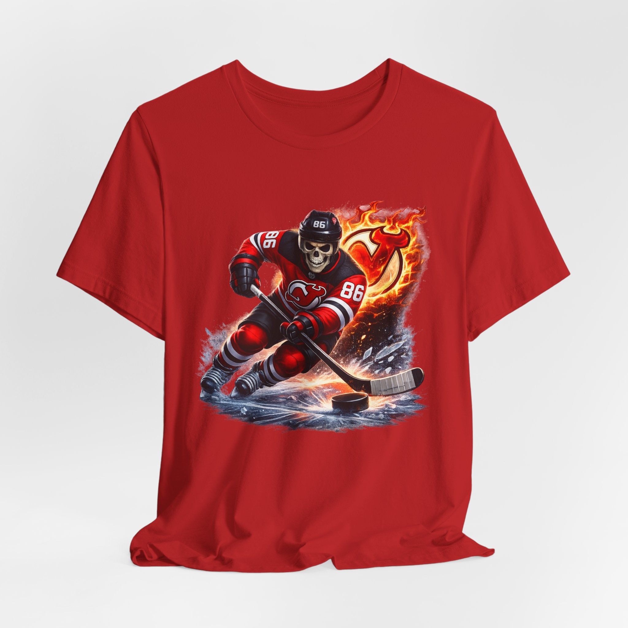 Flaming Hockey Player Graphic Tee