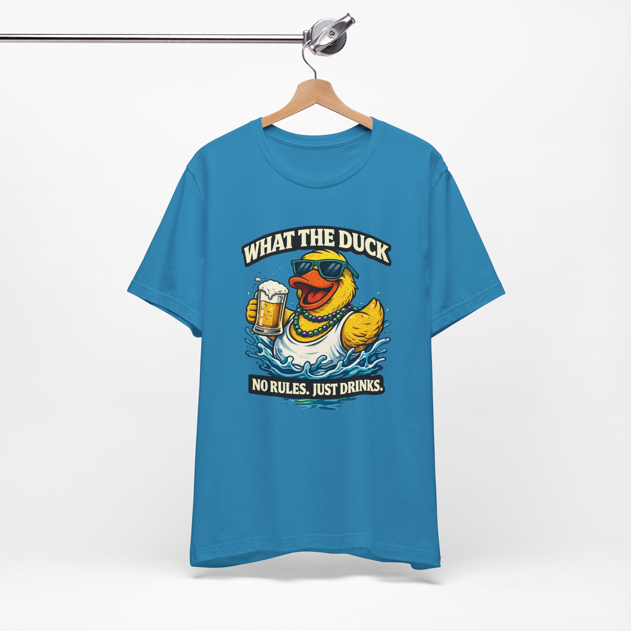 What The Duck Tee — 'No Rules, Just Drinks' Funny Beer Duck T-Shirt