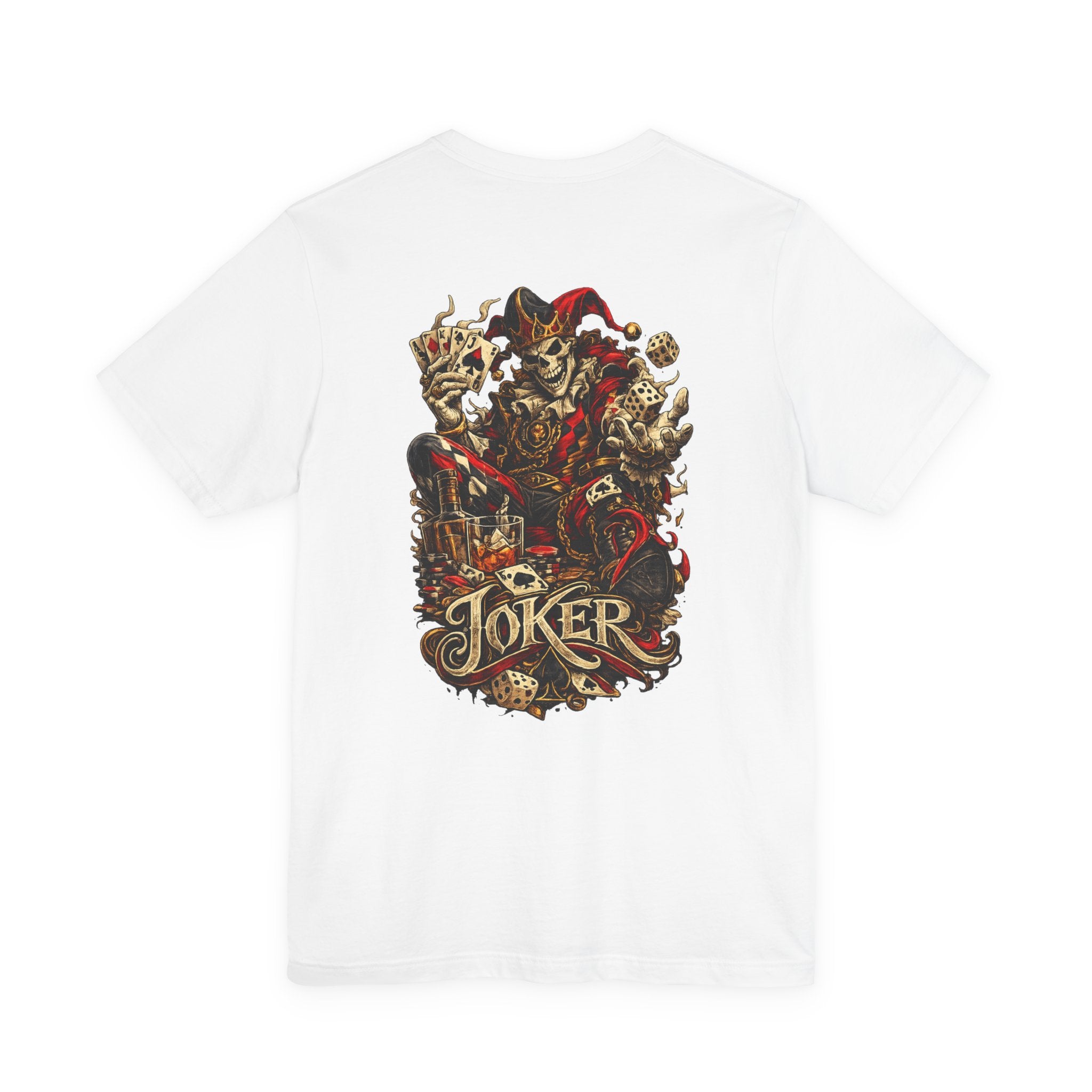 Joker Skull Playing Cards Graphic Tee — Gothic Card Game T-Shirt