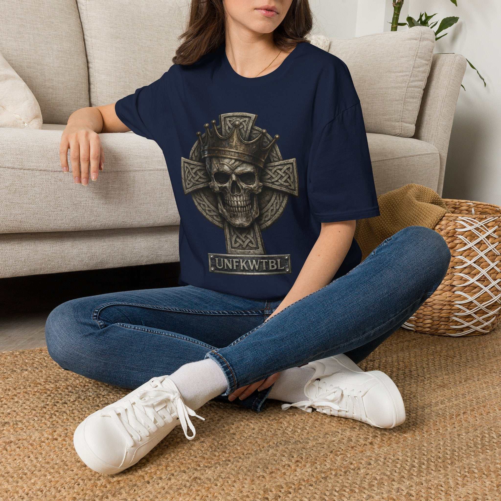 Skull King Cross T-Shirt — Gothic Celtic Crown Graphic Tee