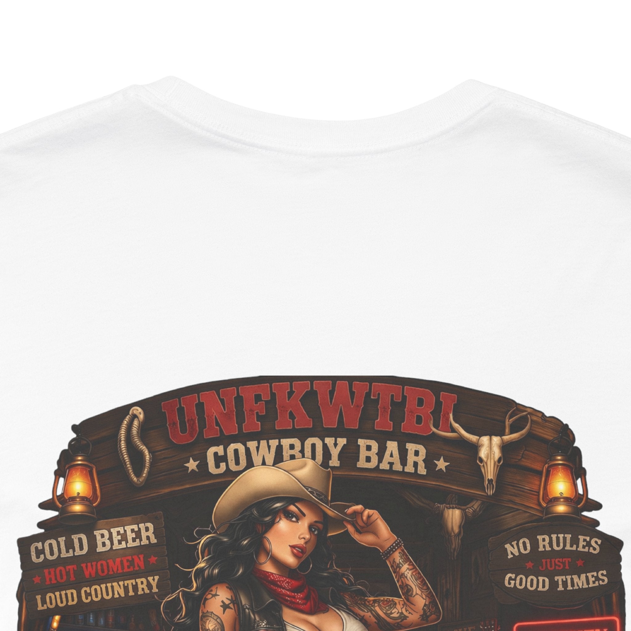 Biker Bar Graphic Tee — "Raise Hell, Drink Well" Vintage Pinup T-Shirt