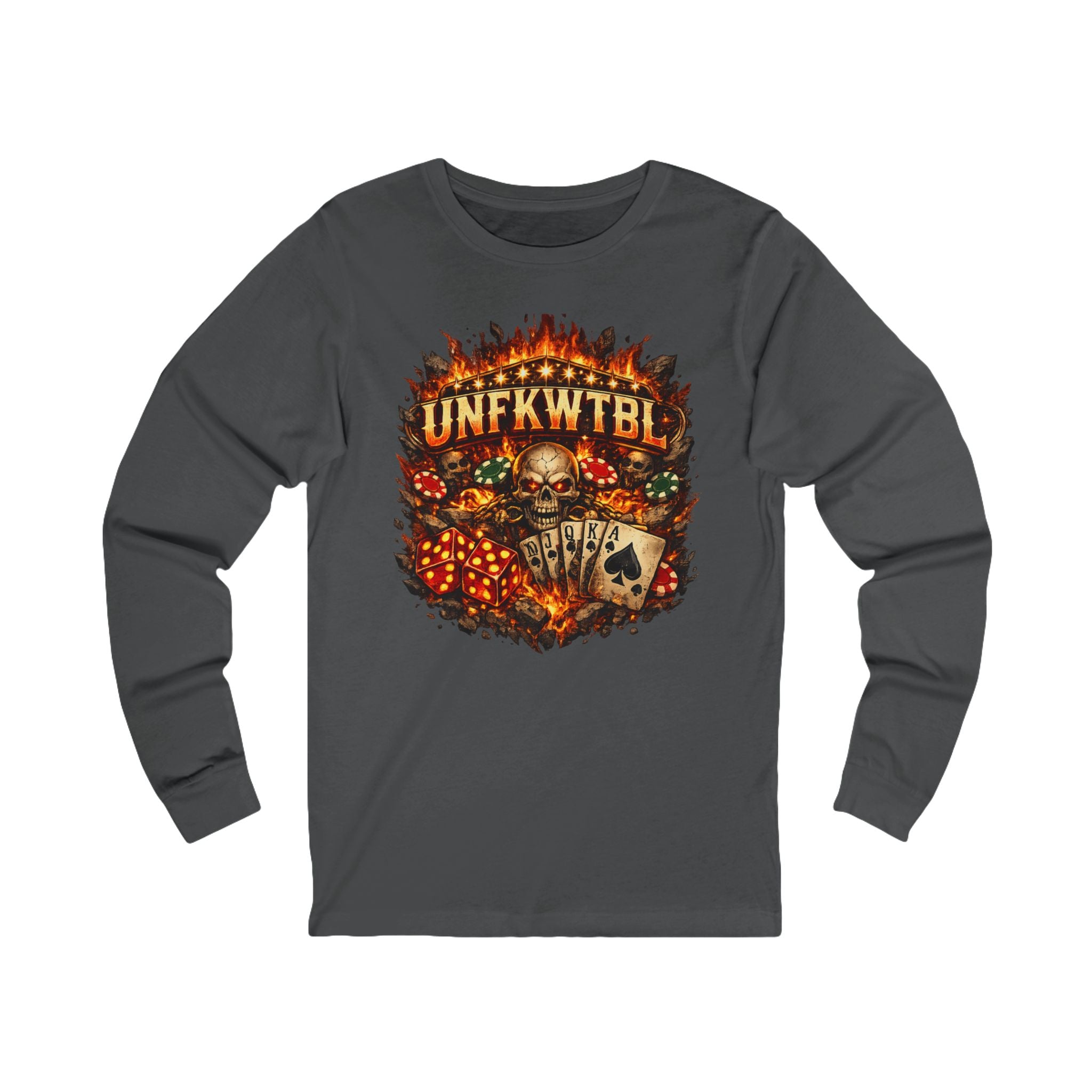 Skull Poker Flames Long Sleeve Tee – UNFKWTBL Graphic