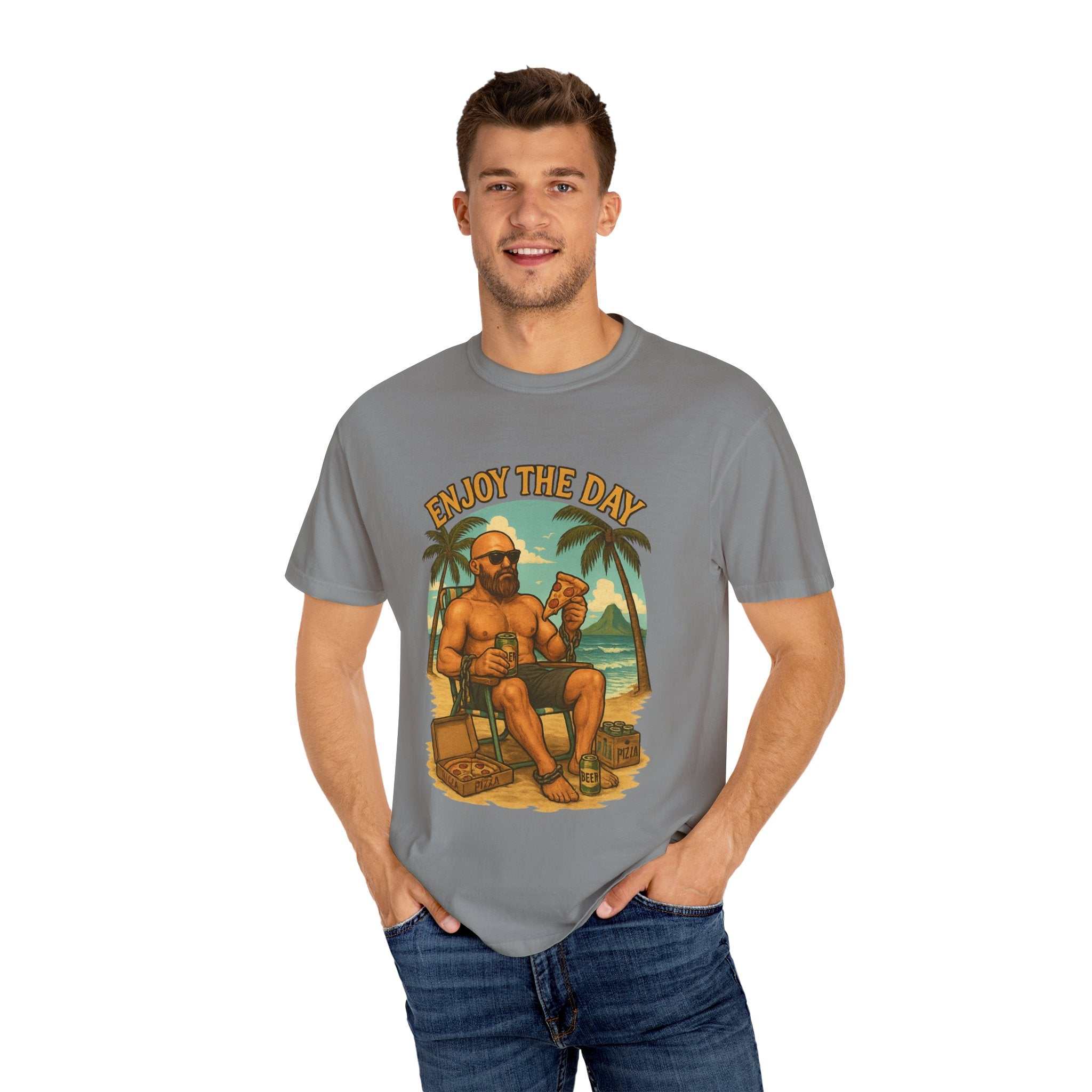 Atlas Enjoy the Day relaxed fit unisex summer t-shirt with vibrant graphic design