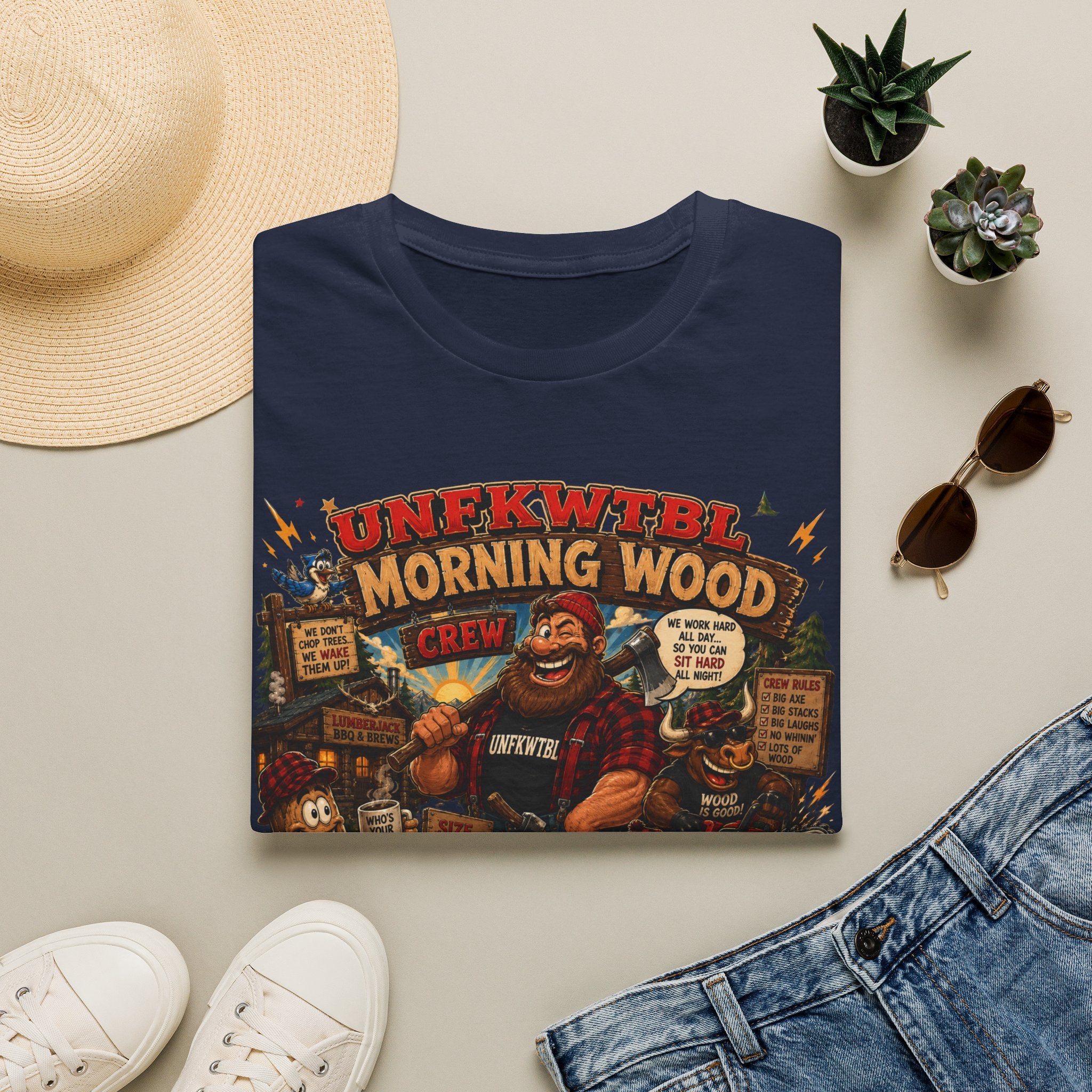 Morning Wood Crew T-Shirt — Funny Lumberjack Graphic Tee