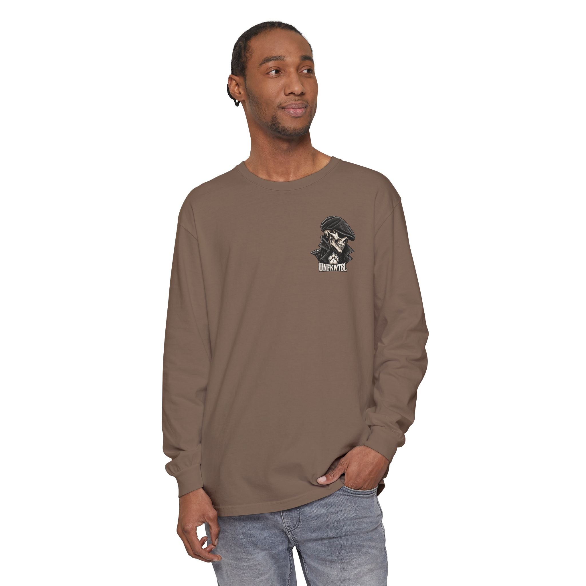 Calm Men Raven Skull Long Sleeve Tee