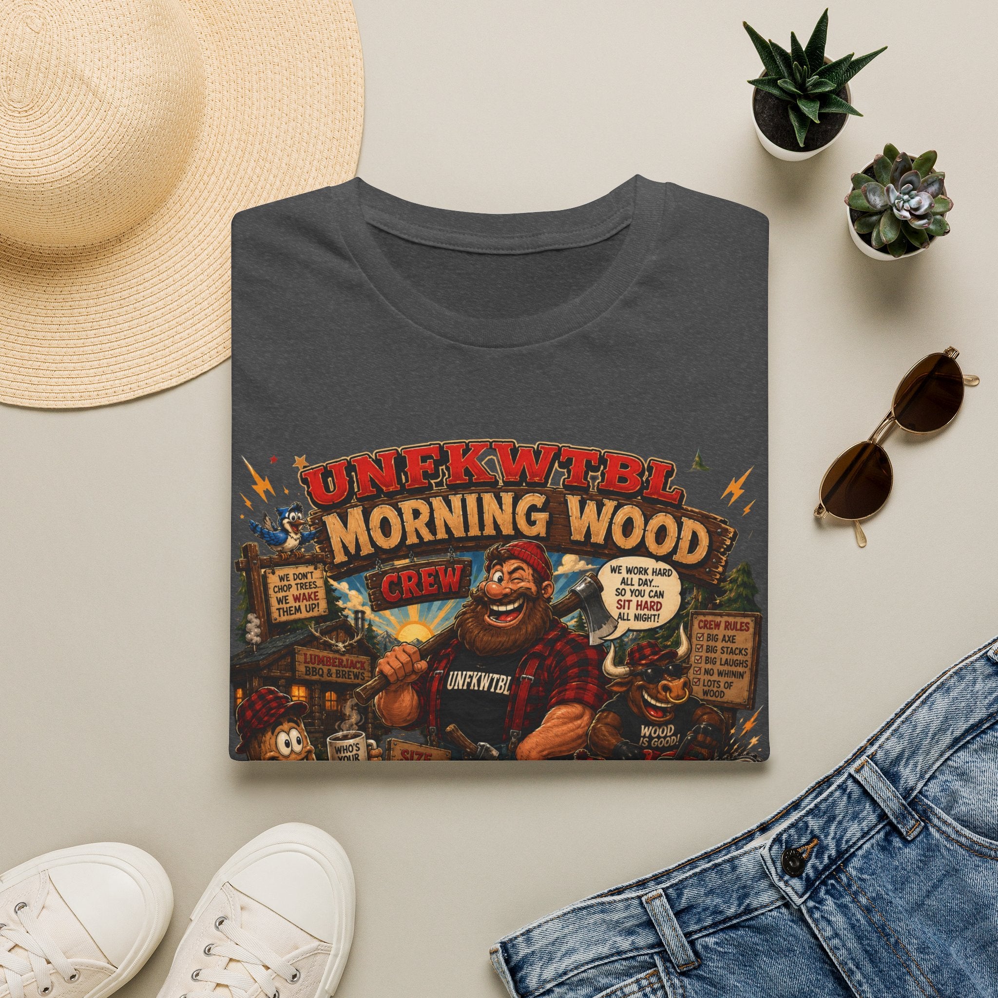 Morning Wood Crew T-Shirt — Funny Lumberjack Graphic Tee