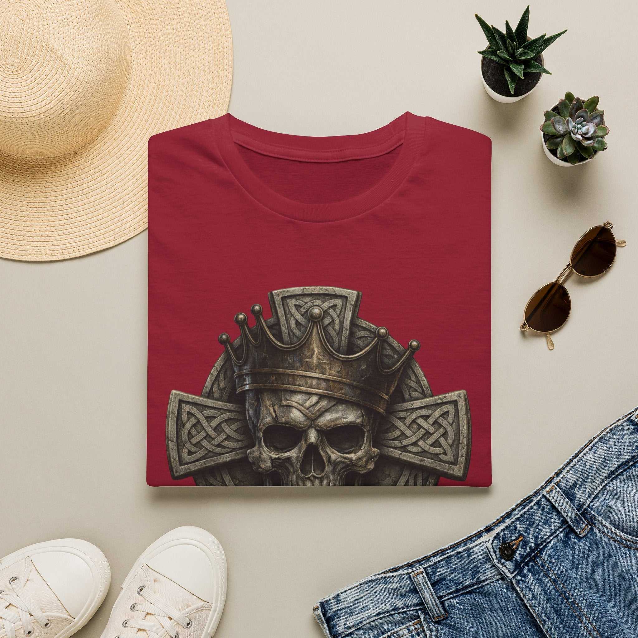 Skull King Cross T-Shirt — Gothic Celtic Crown Graphic Tee