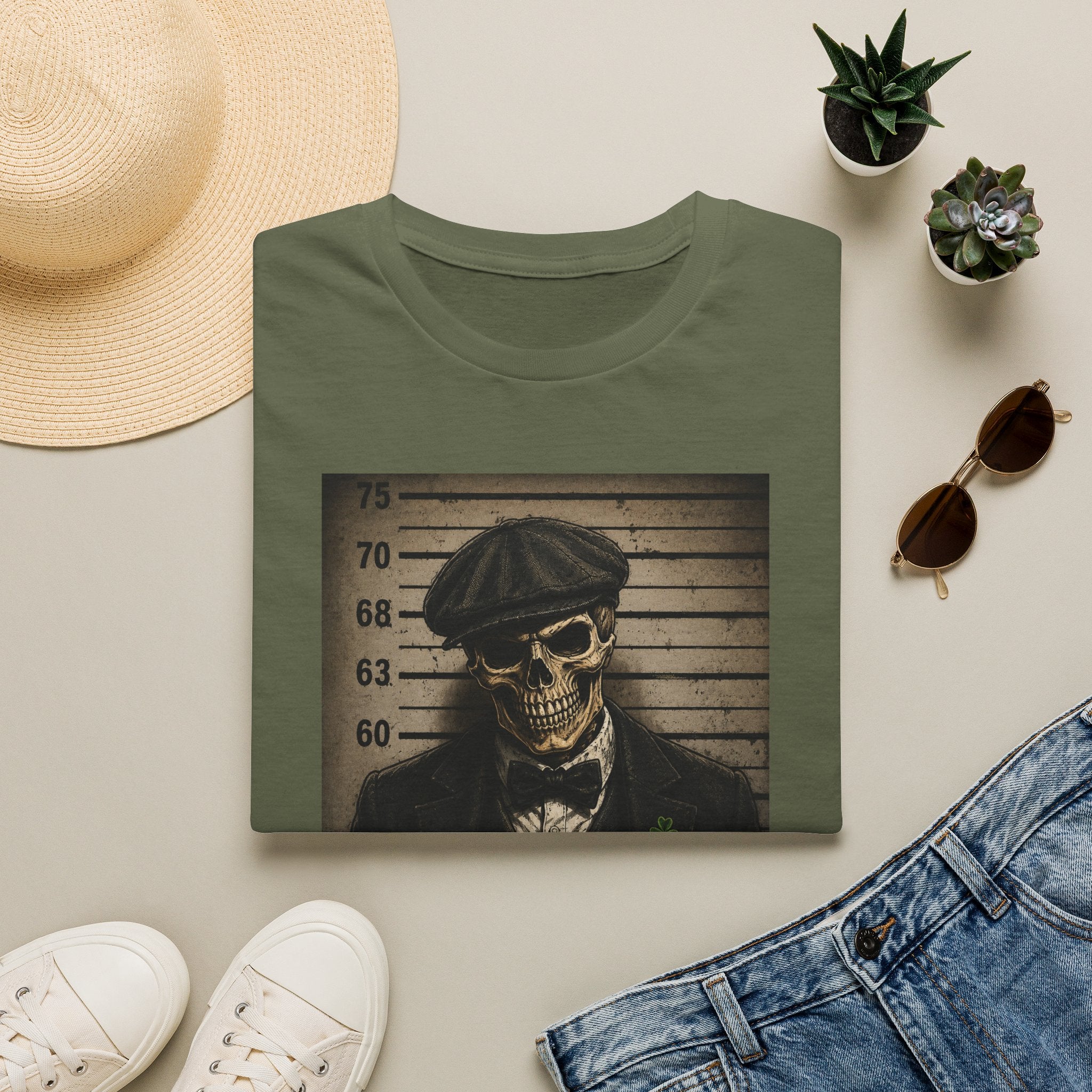 Skull Mugshot T-Shirt — Vintage Peaky Blinders Skeleton Graphic Tee