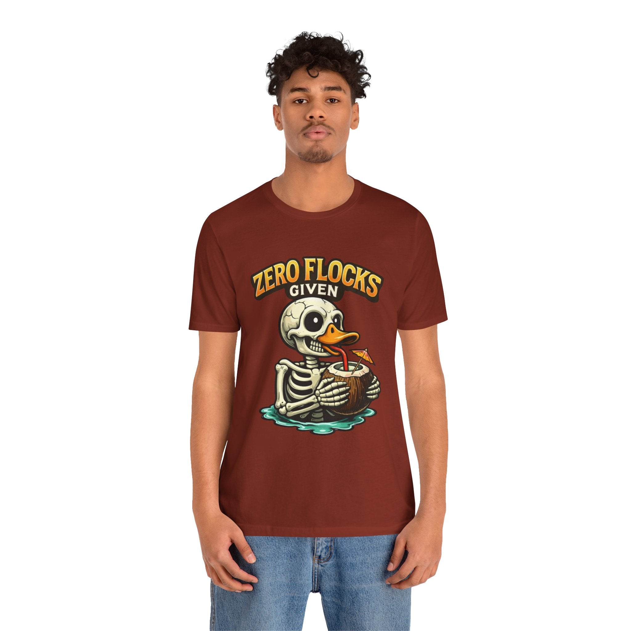 T‑Shirt — "Zero Flocks Given" Skeleton Duck Graphic Tee
