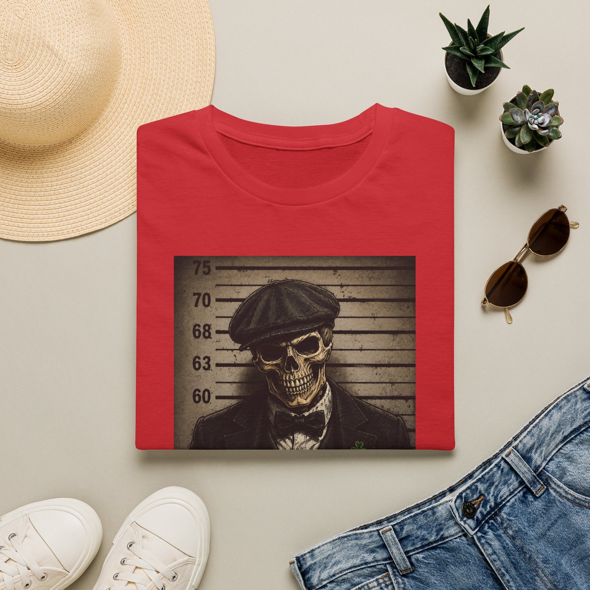 Skull Mugshot T-Shirt — Vintage Peaky Blinders Skeleton Graphic Tee