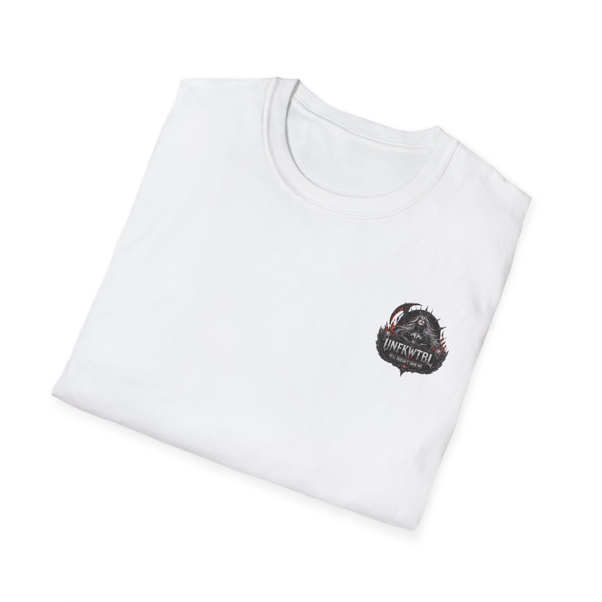 Reaper Graphic T-Shirt — "Hell Doesn't Own Me" Gothic Skull Tee